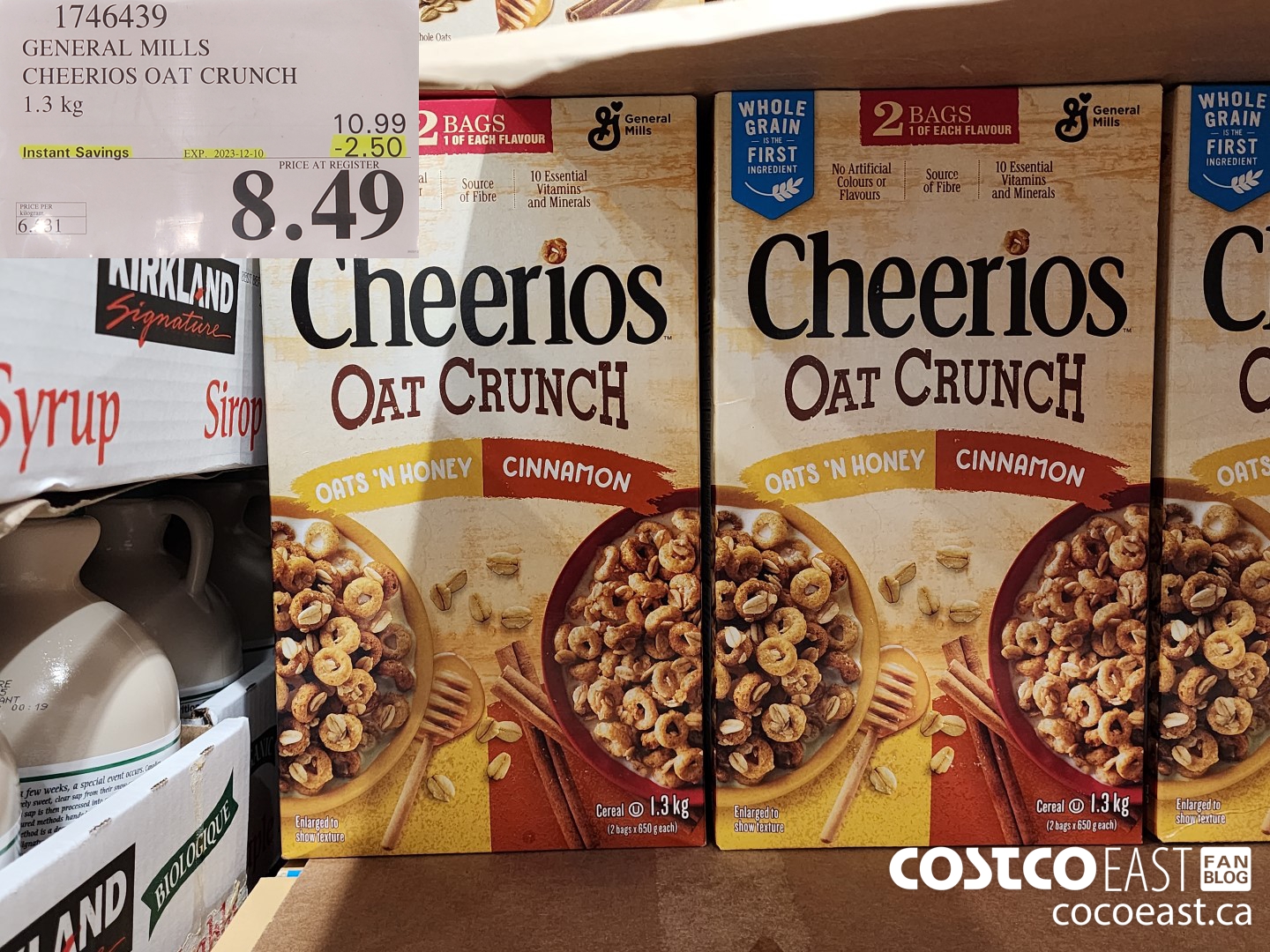 1746439 GENERAL MILLS CHEERIOS OAT CRUNCH 1.3 KG ($2.50 INSTANT SAVINGS EXPIRES ON 2023-12-10) $8.49