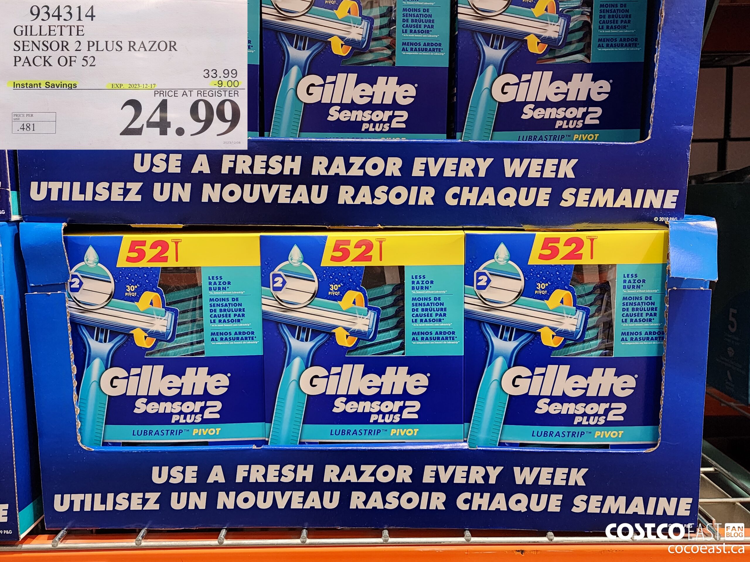 934314 GILLETTE SENSOR 2 PLUS DISPOSABLE RAZORS PACK OF 52 ($9.00 INSTANT SAVINGS EXPIRES ON 2023-12-17) $24.99