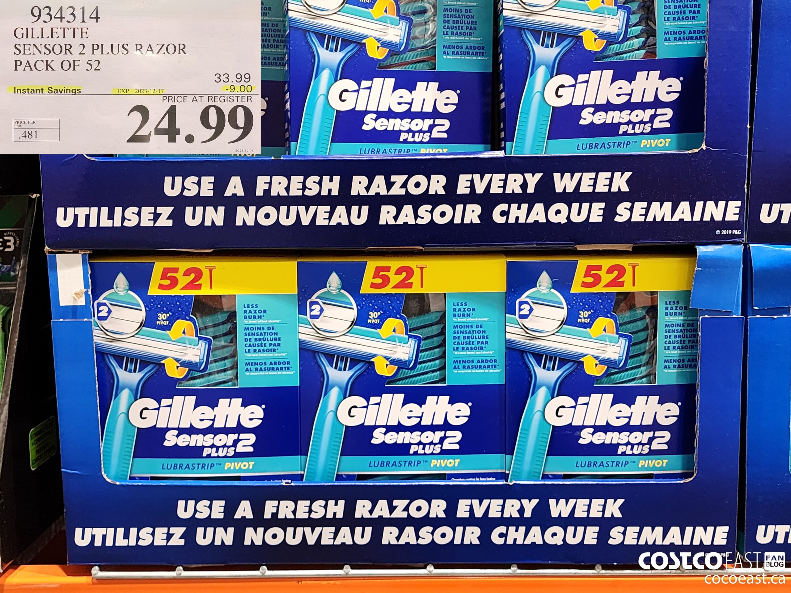 934314 GILLETTE SENSOR 2 PLUS DISPOSABLE RAZORS PACK OF 52 ($9.00 INSTANT SAVINGS EXPIRES ON 2023-12-17) $24.99