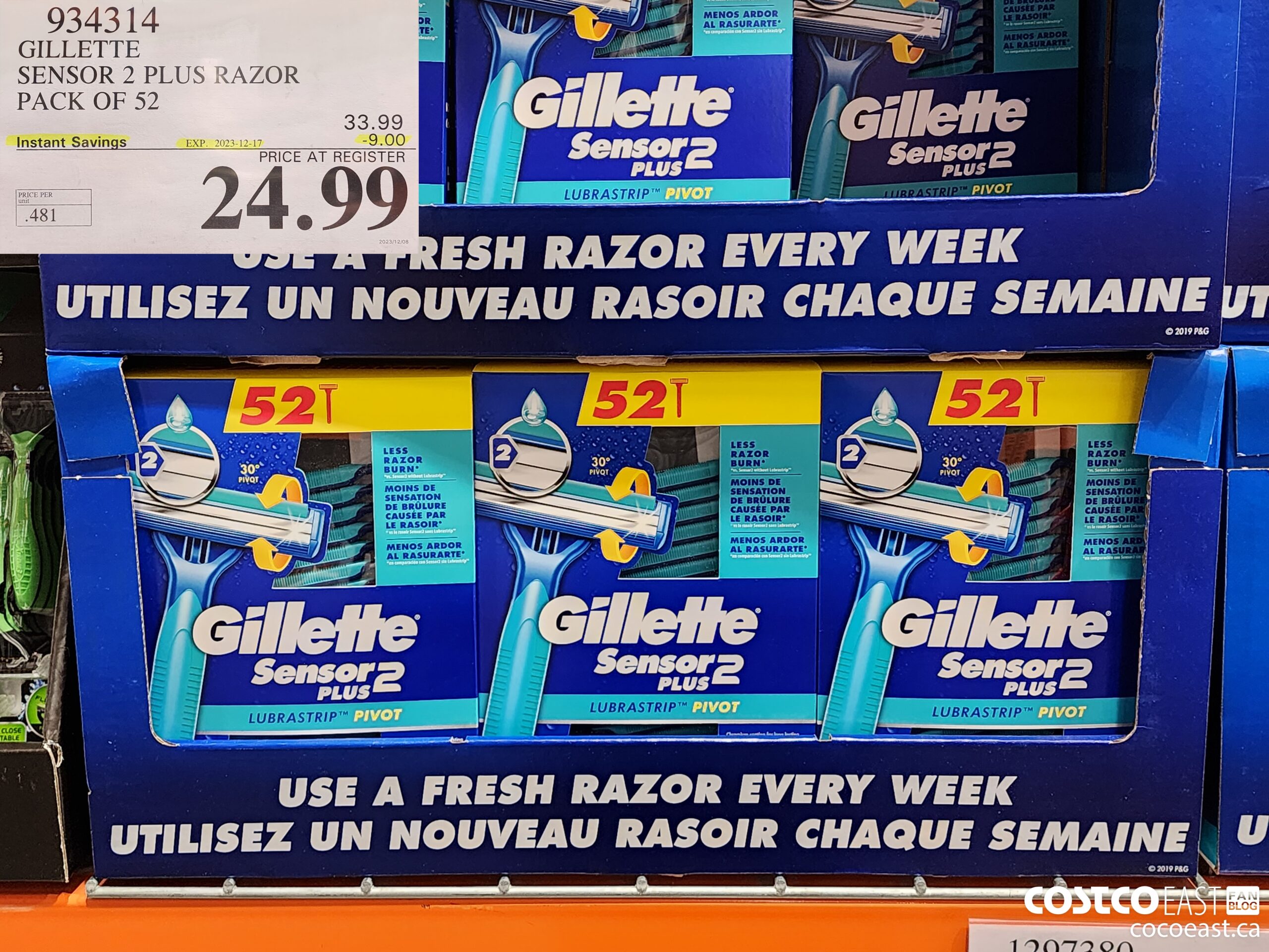 934314 GILLETTE SENSOR 2 PLUS DISPOSABLE RAZORS PACK OF 52 ($9.00 INSTANT SAVINGS EXPIRES ON 2023-12-17) $24.99