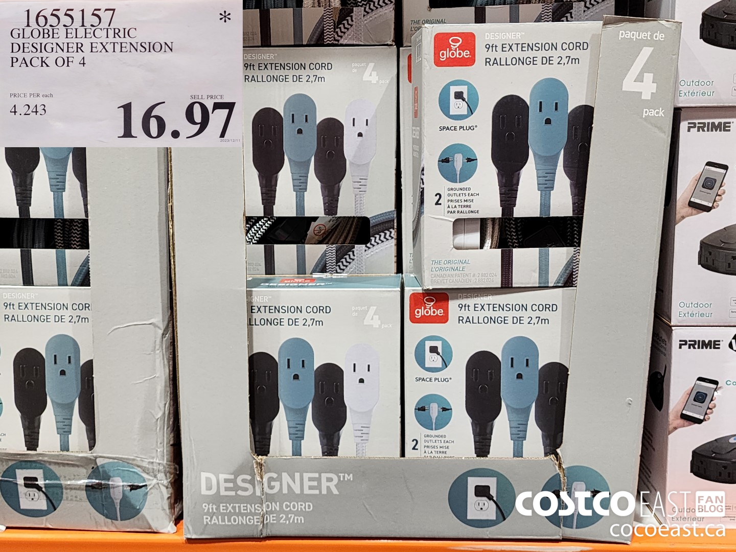 1655157 GLOBE ELECTRIC DESIGNER EXTENSION PACK OF 4 $16.97