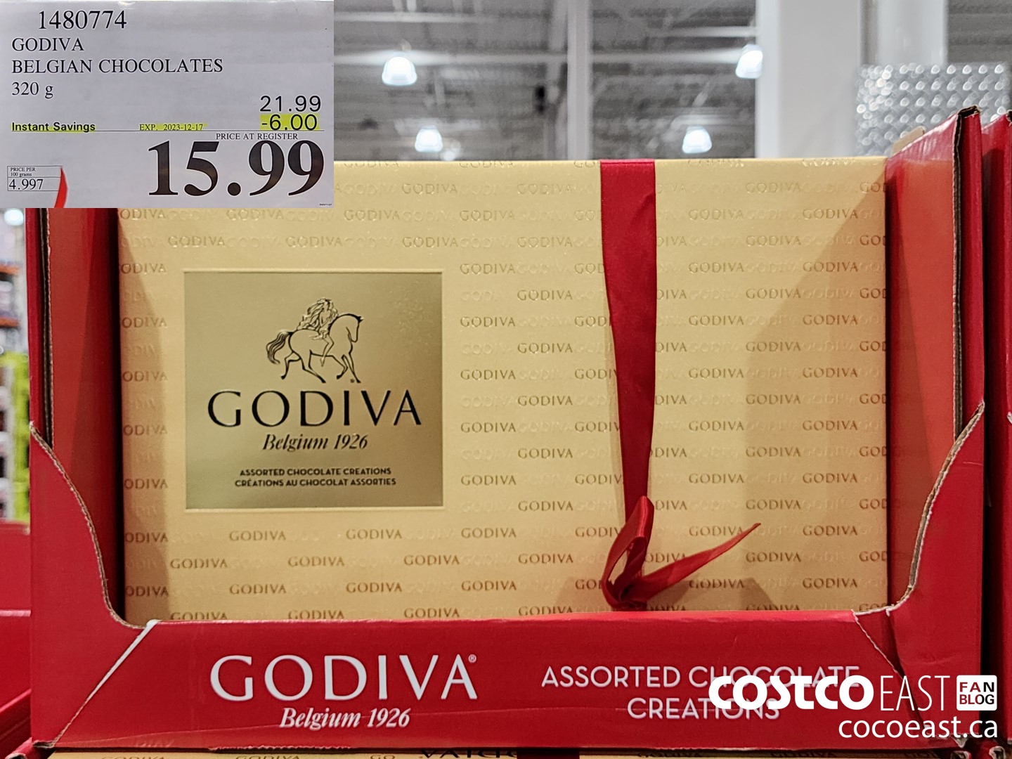 1480774 GODIVA BELGIAN CHOCOLATES 320 G ($6.00 INSTANT SAVINGS EXPIRES ON 2022-12-17) $15.99