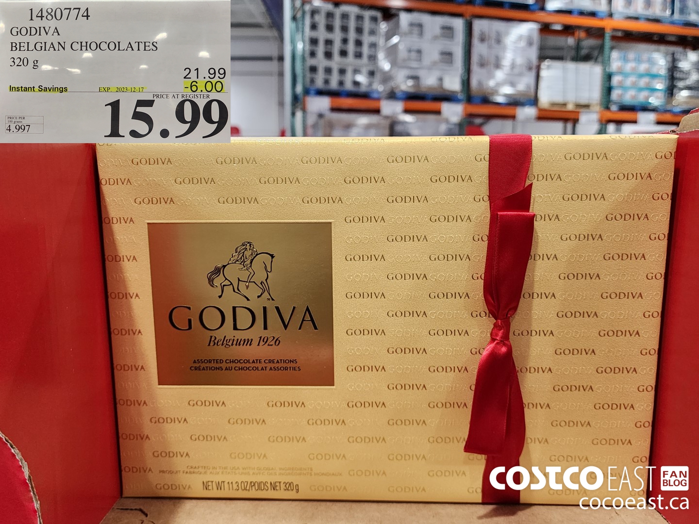1480774 GODIVA BELGIAN CHOCOLATES 320 G ($6.00 INSTANT SAVINGS EXPIRES ON 2022-12-17) $15.99