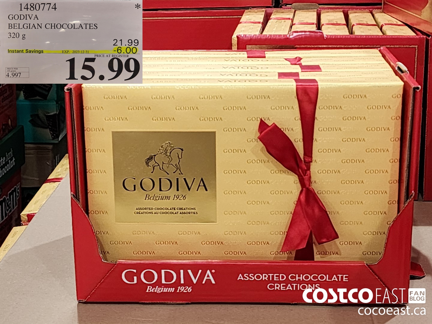 1480774 GODIVA BELGIAN CHOCOLATES 320 G ($6.00 INSTANT SAVINGS EXPIRES ON 2022-12-31) $15.99