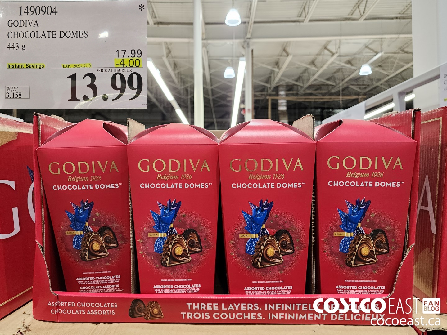 1490904 GODIVA CHOCOLATE DOMES 443 G ($4.00 INSTANT SAVINGS EXPIRES ON 2023-12-10) $13.99