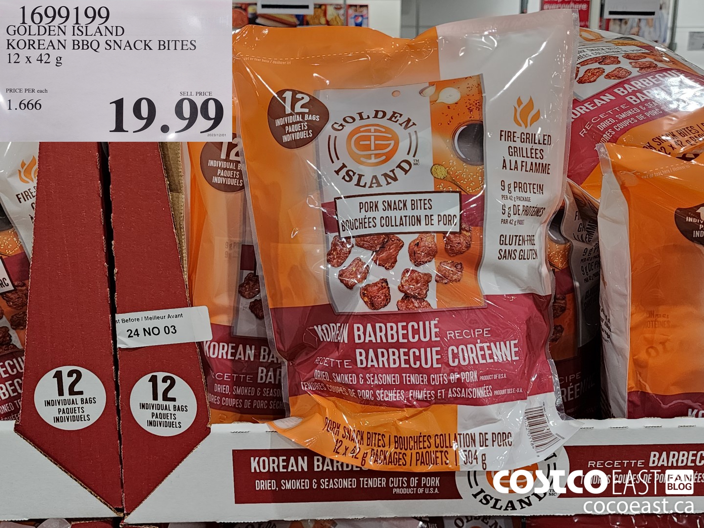 1699199 GOLDEN ISLAND KOREAN BBQ SNACK BITES 12x42 g $19.99