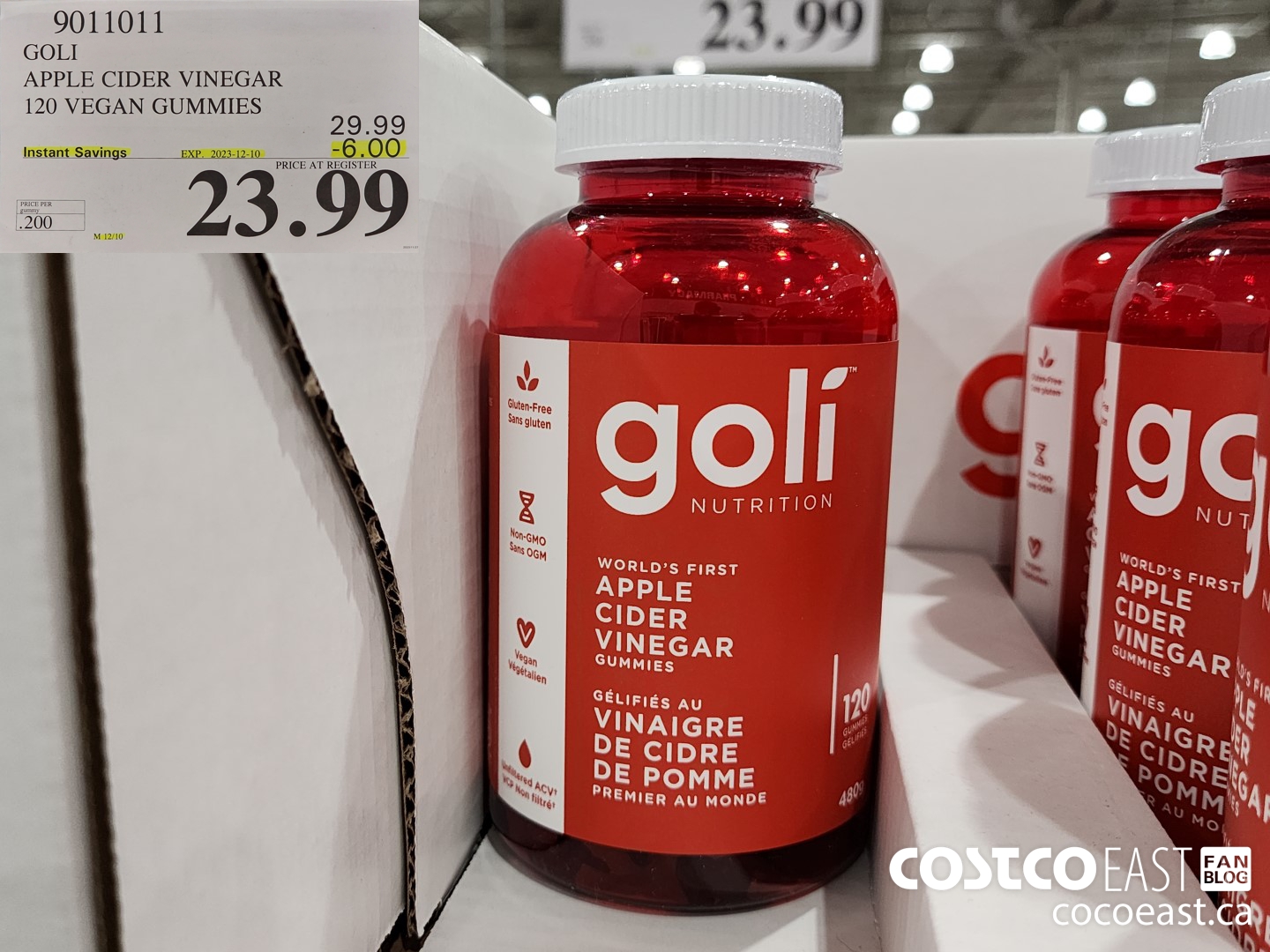 9011011 GOLI APPLE CIDER VINEGAR 120 VEGAN GUMMIES ($6.00 INSTANT SAVINGS EXPIRES ON 2023-12-10) $23.99