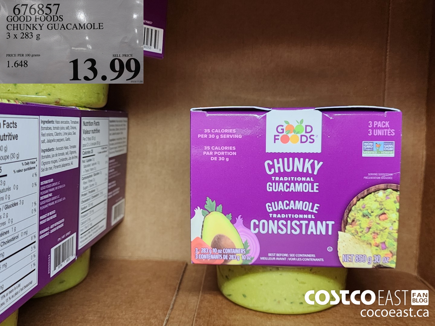 676857 GOOD FOODS CHUNKY GUACAMOLE 3 X 283 G $13.99