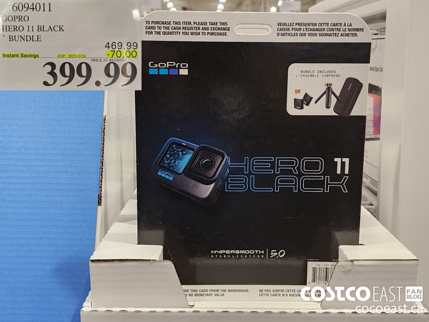 6094011 GOPRO HERO 11 BLACK ~ BUNDLE ($70.00 INSTANT SAVINGS EXPIRES ON 2023-12-24) $399.99