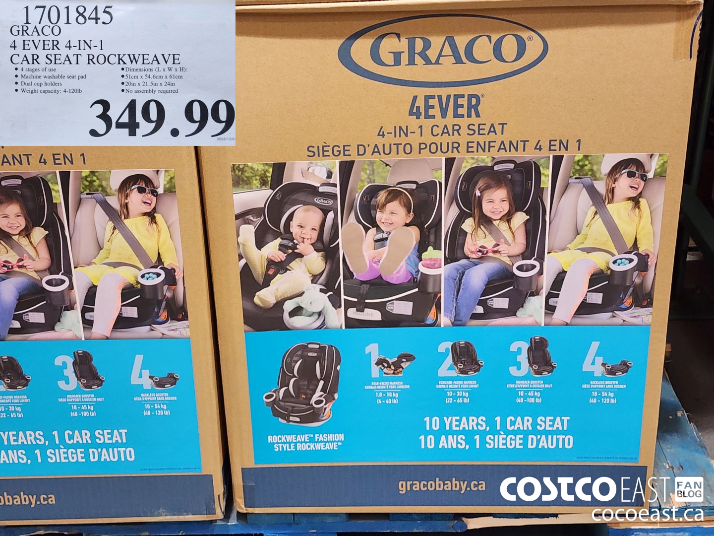 1701845 GRACO 4 EVER 4-IN-1 CAR SEAT ROCKWEAVE $349.99
