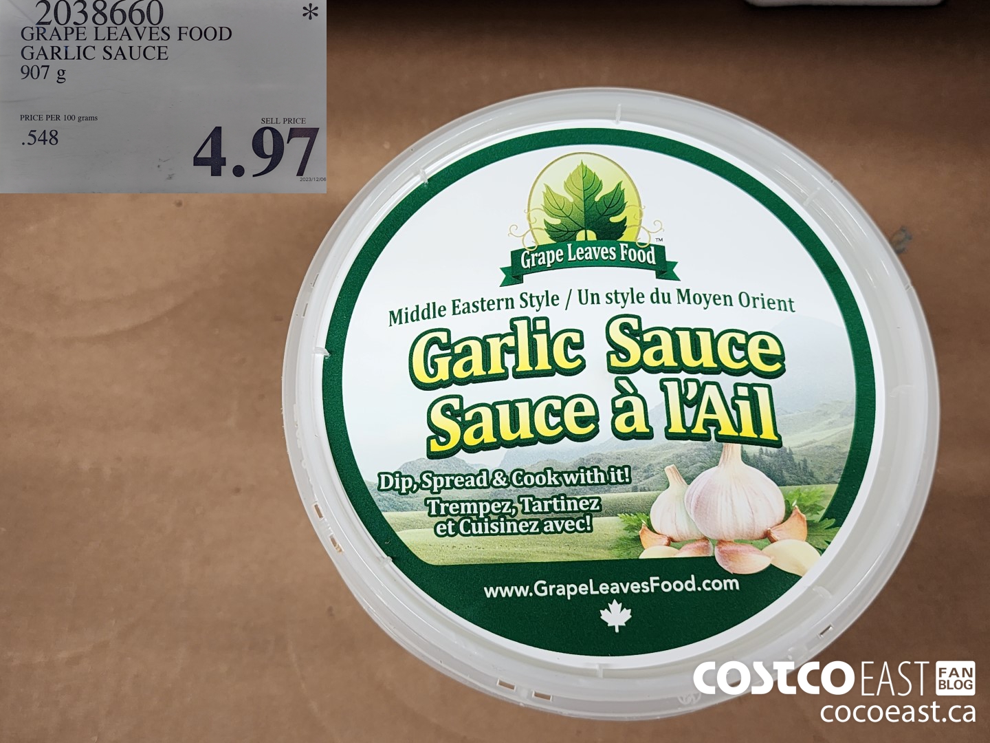 2038660 GRAPE LEAVES FOOD GARLIC SAUCE 907 G $4.97