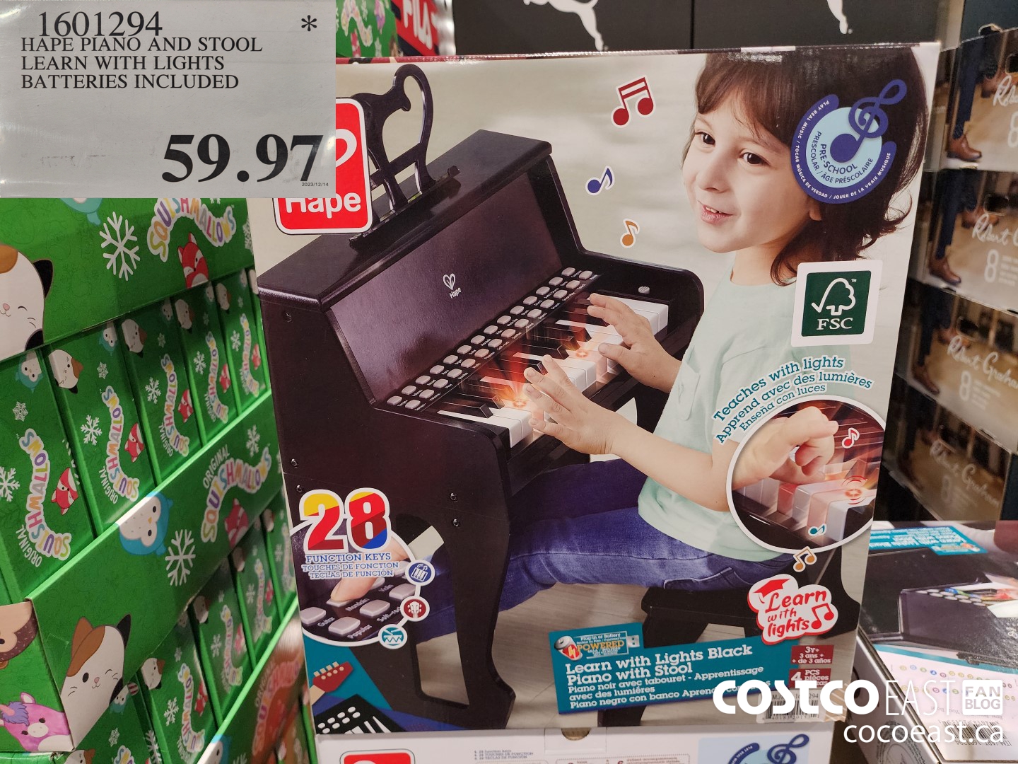 1601294 HAPE PIANO WITH STOOL LEARN WITH LIGHTS BATTERIES INCLUDED $59.97