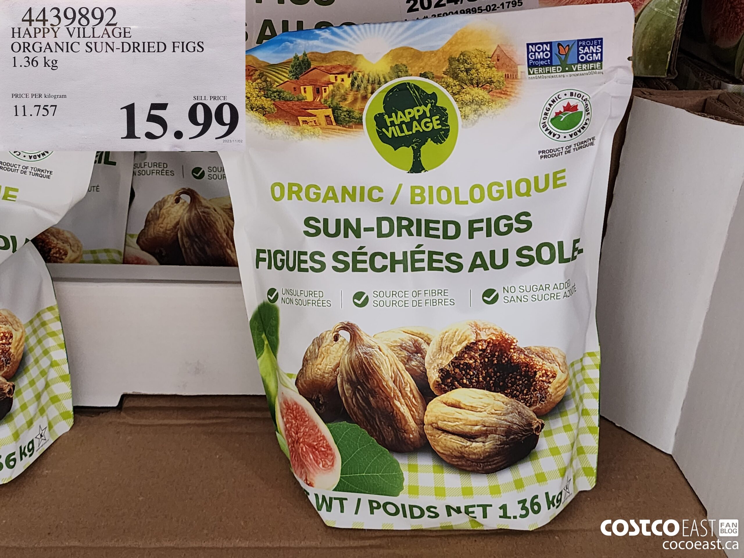 4439892 HAPPY VILLAGE ORGANIC SUN-DRIED FIGS 1.36 kg $15.99