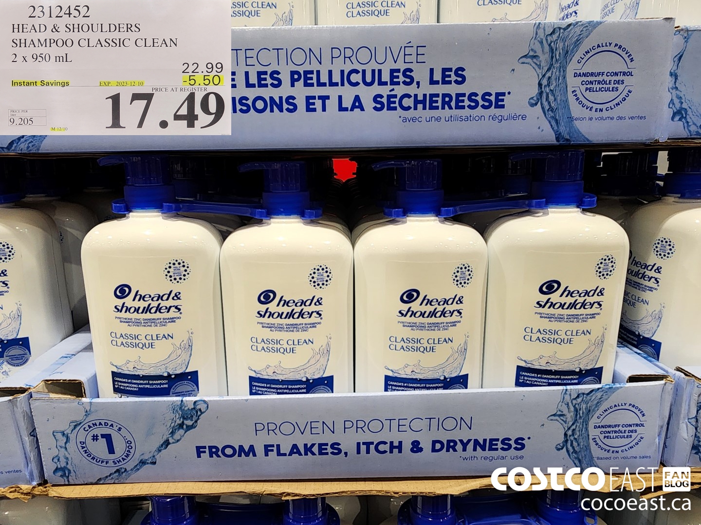 2312452 HEAD & SHOULDERS SHAMPOO CLASSIC CLEAN 2 X 950 ML ($5.50 INSTANT SAVINGS EXPIRES ON 2023-12-10) $17.49