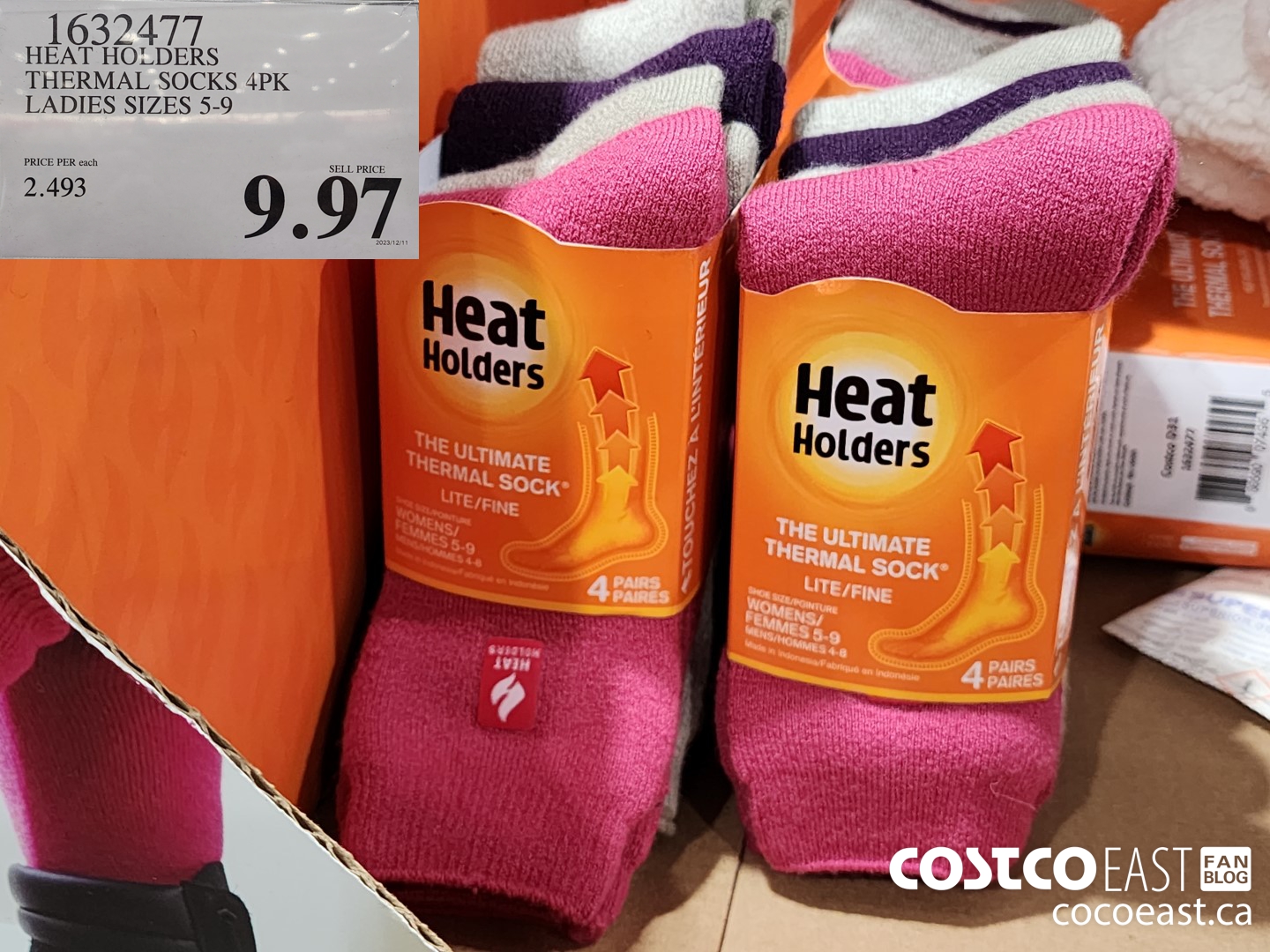 1632477 HEAT HOLDERS THERMAL SOCK 4PK LADIES SIZES 5-9  $9.97