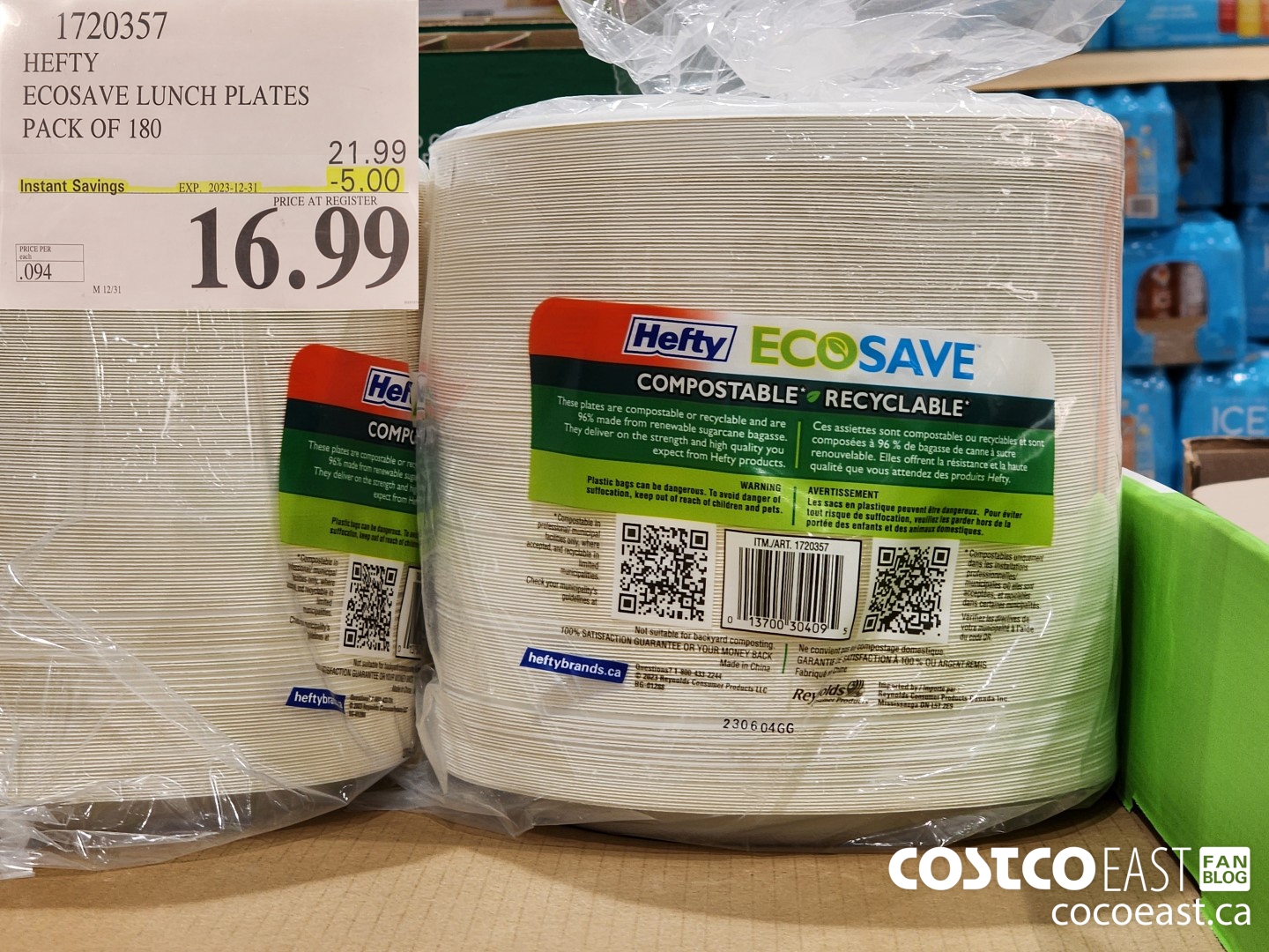 1720357 HEFTY ECOSAVE PAPER PLATES PACK OF 180 ($5.00 INSTANT SAVINGS EXPIRES ON 2023-12-31) $16.99