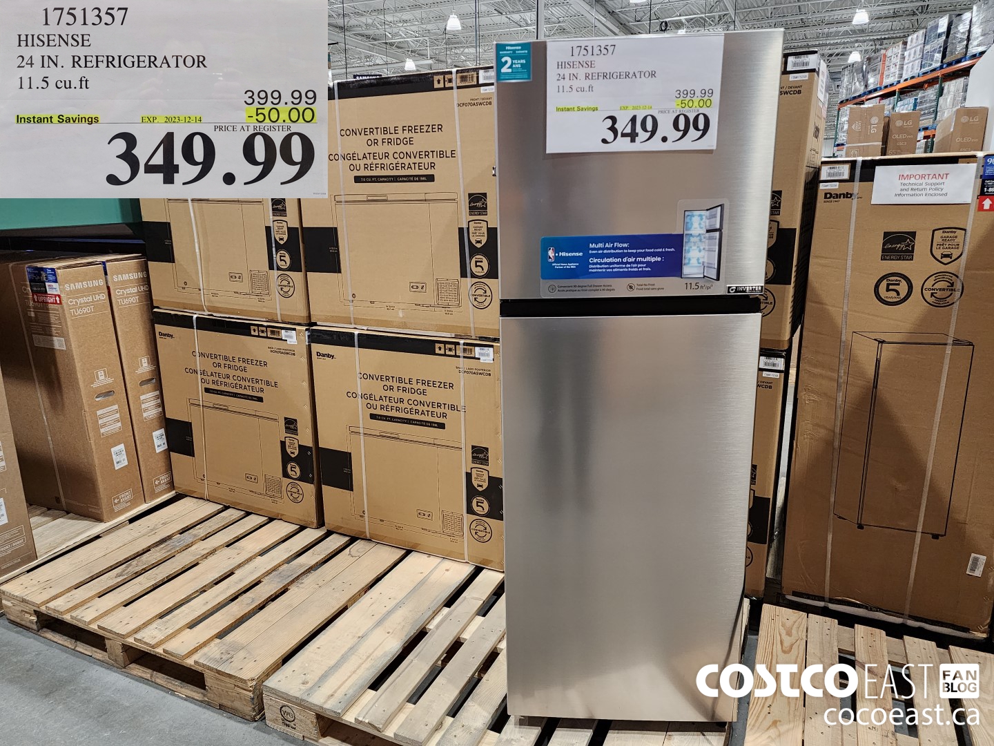 1751357 HISENSE 24 IN. REFRIGERATOR 11.5 cu.ft ($50.00 INSTANT SAVINGS EXPIRES ON 2023-12-14) $349.99