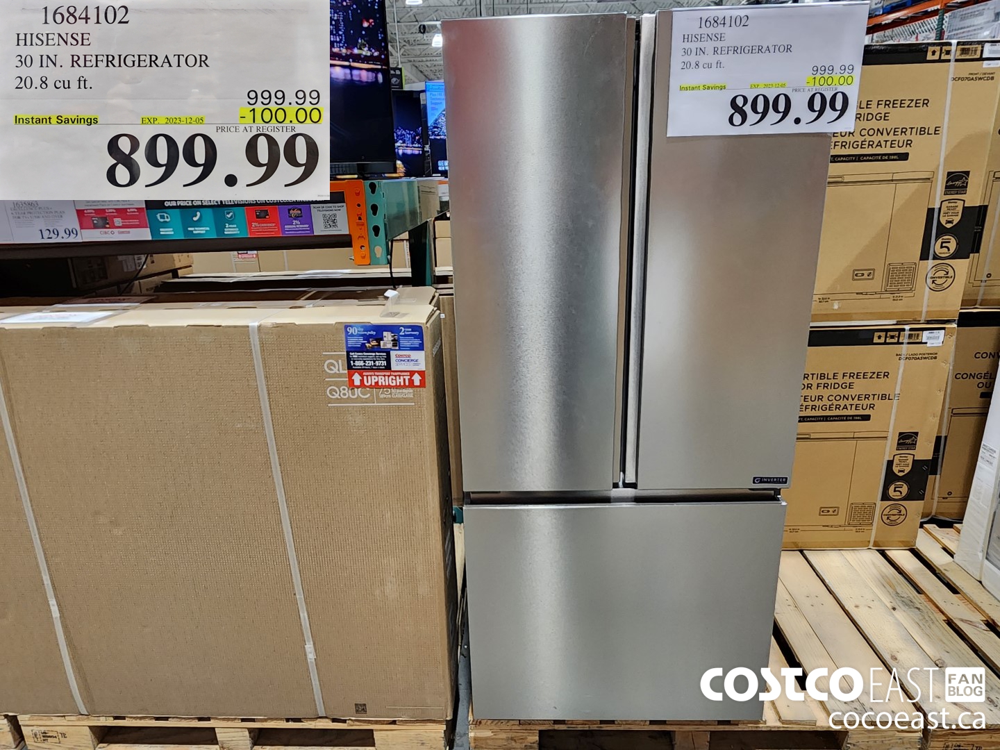 1684102 HISENSE 30 IN. REFRIGERATOR 20.8 CUFT ($100.00 INSTANT SAVINGS EXPIRES ON 2023-12-05) $899.99