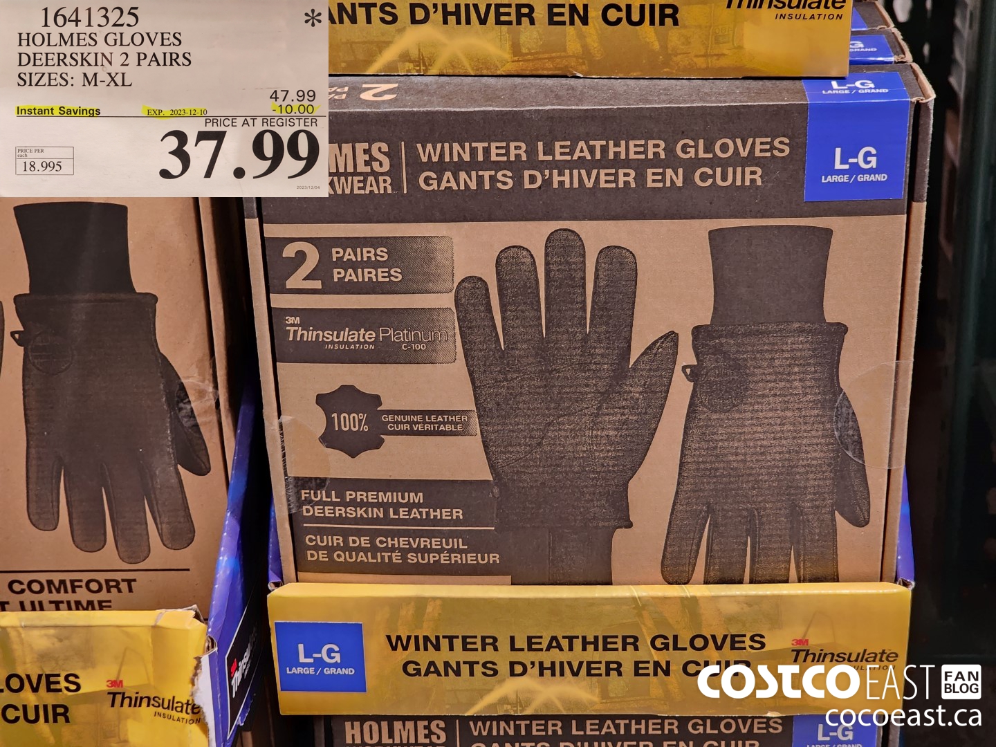 1641325 HOLMES GLOVES DEERSKIN 2 PAIRS SIZES: M-XL ($10.00 INSTANT SAVINGS EXPIRES ON 2023-12-10) $37.99