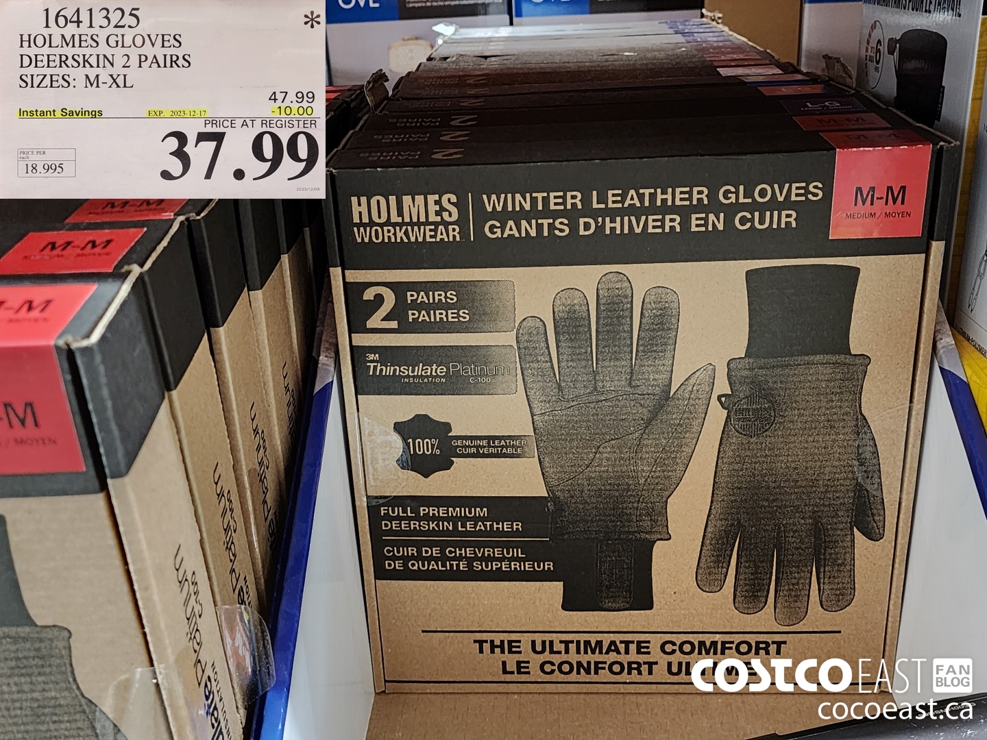 1641325 HOLMES GLOVES DEERSKIN 2 PAIRS SIZES: M-XL ($10.00 INSTANT SAVINGS EXPIRES ON 2023-12-17) $37.99