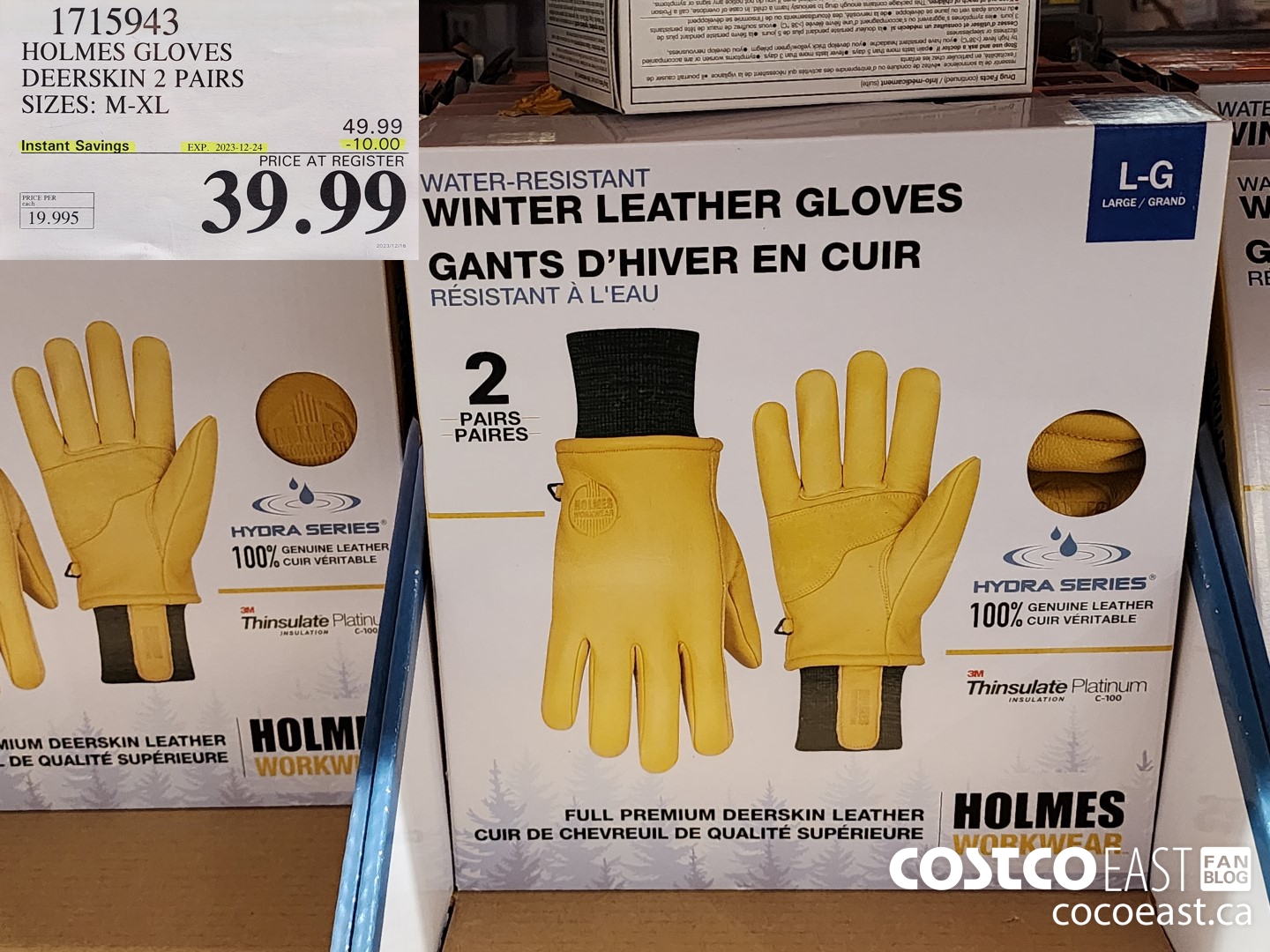 1715943 HOLMES GLOVES DEERSKIN 2 PAIRS SIZES: M-XL ($10.00 INSTANT SAVINGS EXPIRES ON 2023-12-24) $39.99