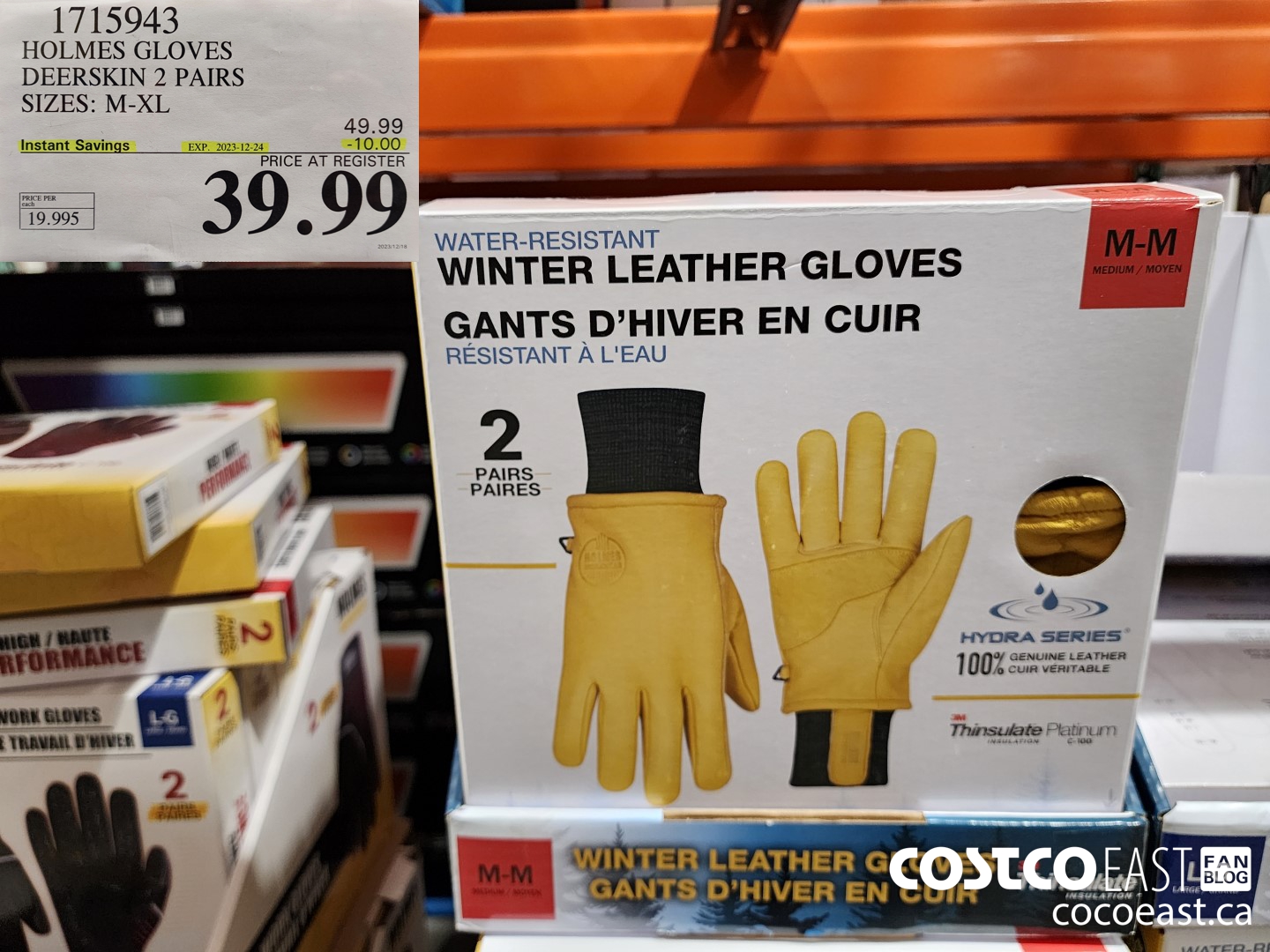 1715943 HOLMES GLOVES DEERSKIN 2 PAIRS SIZES: M-XL ($10.00 INSTANT SAVINGS EXPIRES ON 2023-12-24) $39.99