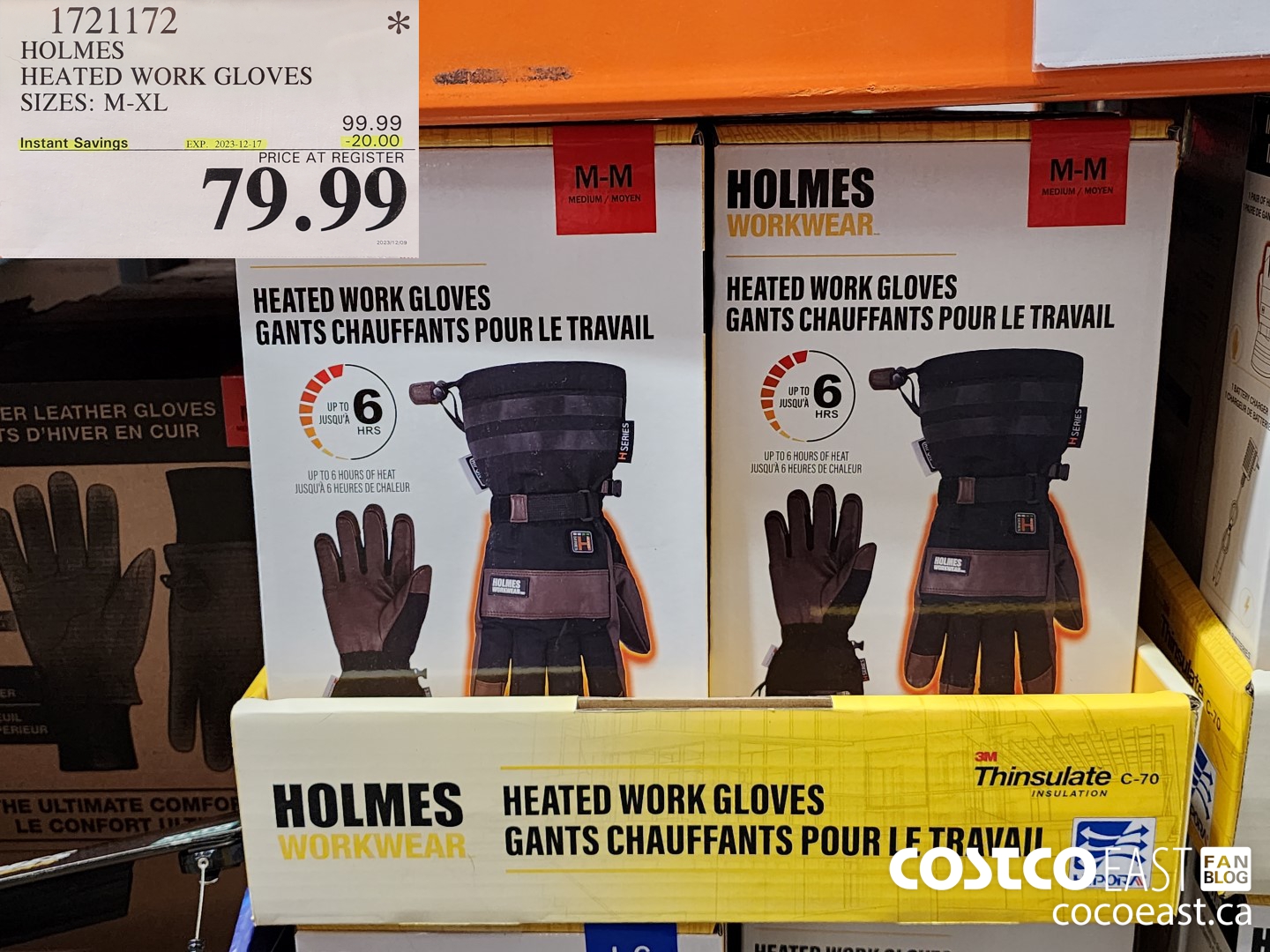 1721172 HOLMES HEATED WORK GLOVES SIZES: M-XL ($20.00 INSTANT SAVINGS EXPIRES ON 2023-12-17) $79.99