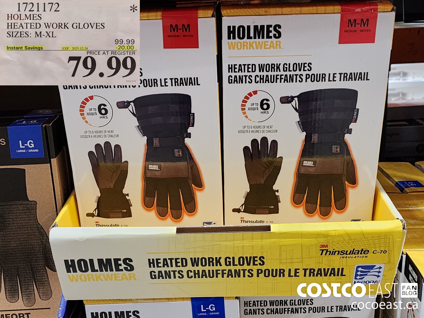 1721172 HOLMES HEATED WORK GLOVES SIZES: M-XL ($20.00 INSTANT SAVINGS EXPIRES ON 2023-12-24) $79.99