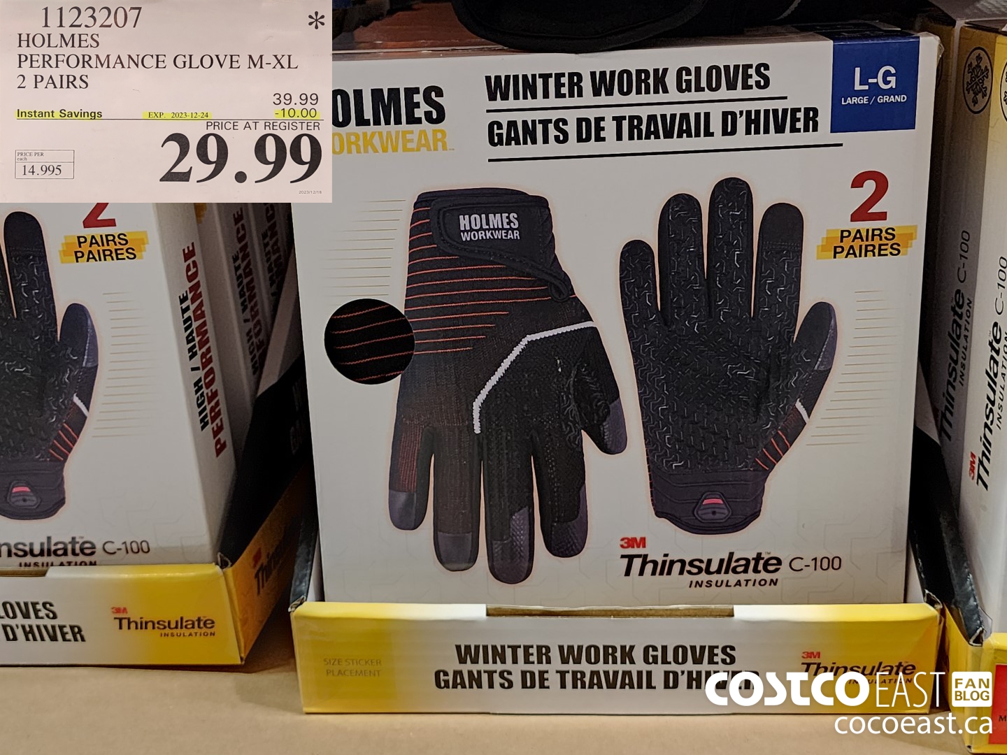 1123207 HOLMES PERFORMANCE GLOVE M-XL 2 PAIRS ($10.00 INSTANT SAVINGS EXPIRES ON 2023-12-03) $29.99