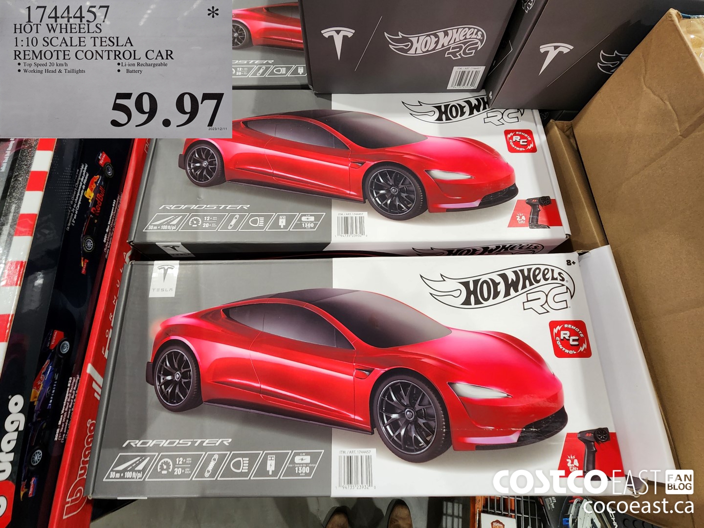 1744457 HOT WHEELS 1:10 SCALE TESLA REMOTE CONTROL CAR $59.97
