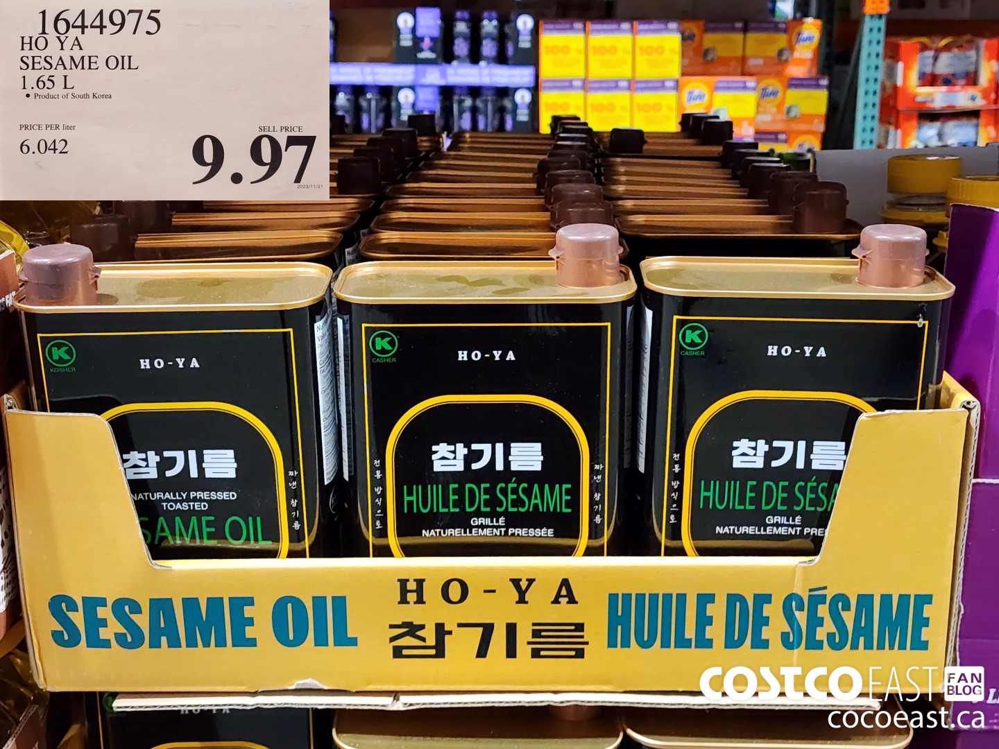 1644975 HO YA SESAME OIL 1.65 L $9.97