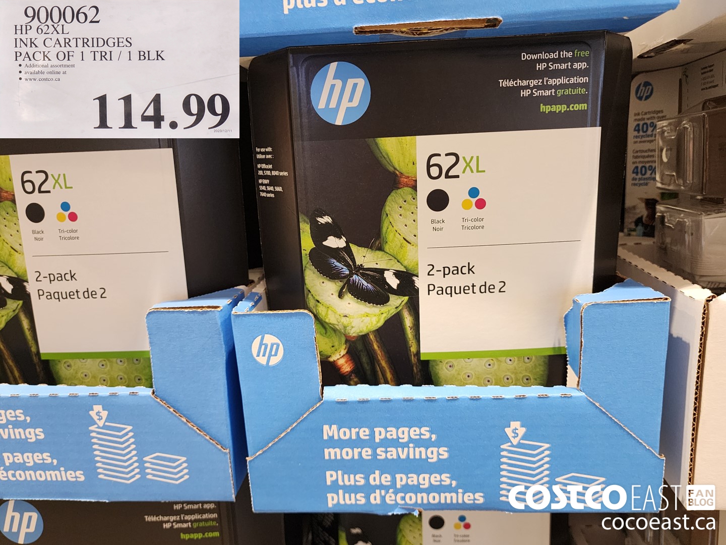 900062 HP 62XL INK CARTRIDGES PACK OF 1 TRI / 1 BLK $114.99