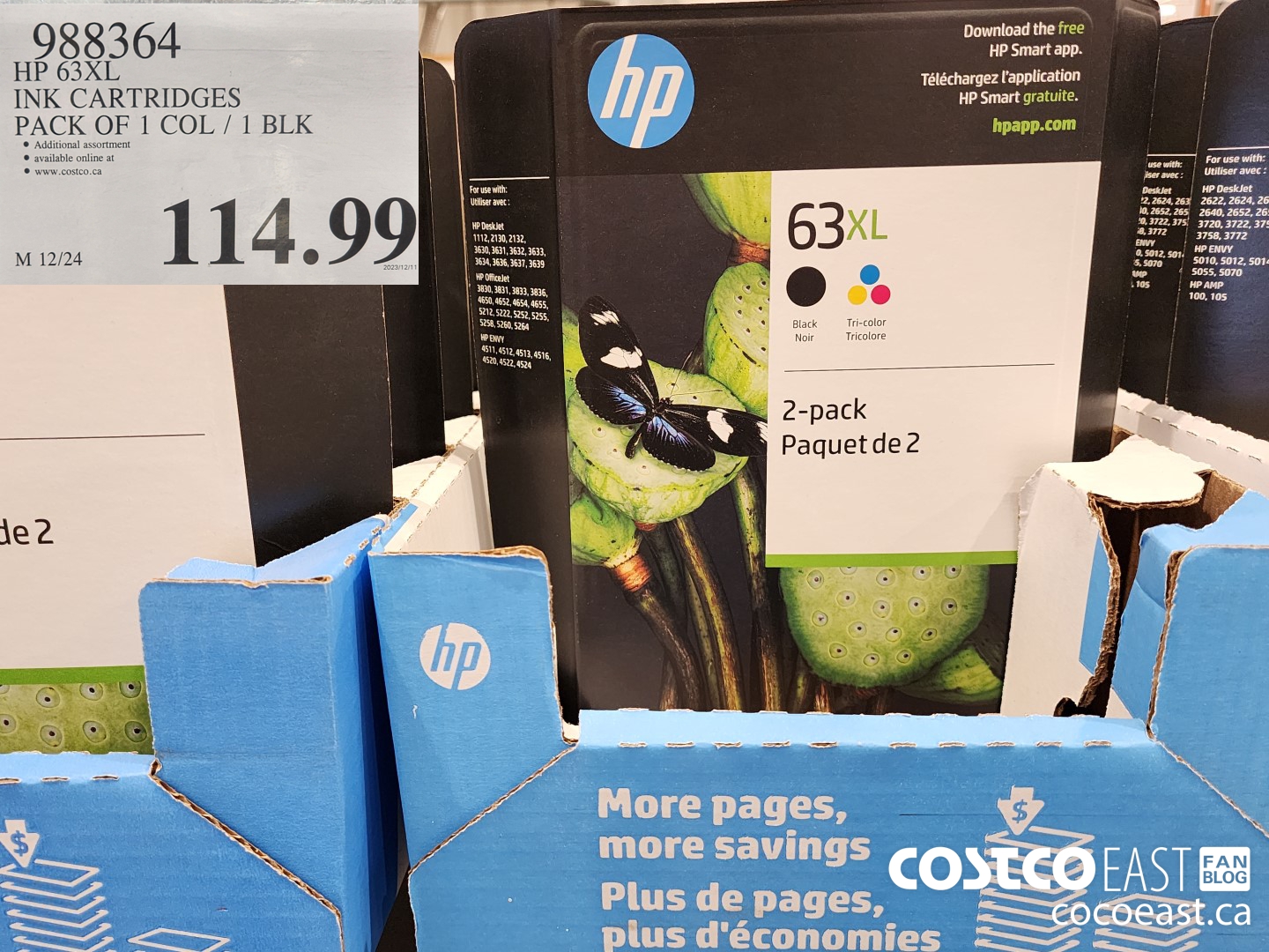 988364 HP 63XL INK CARTRIDGES PACK OF 1 COL / 1 BLK $114.99