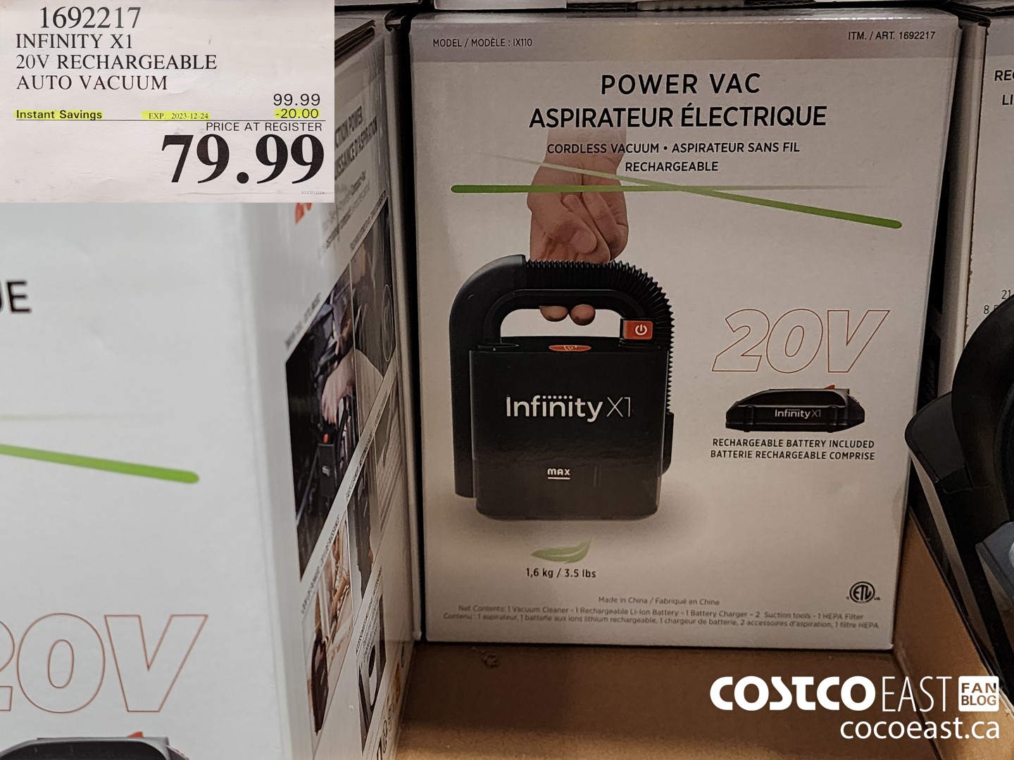 1692217 INFINITY X1 20V RECHARGEABLE AUTO VACUUM ($20.00 INSTANT SAVINGS EXPIRES ON 2023-12-24) $79.99