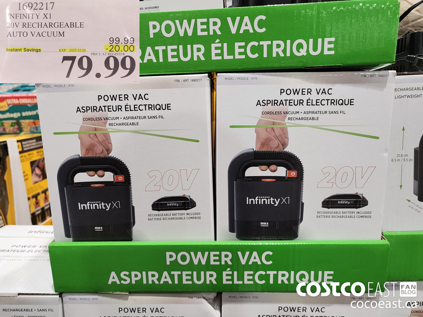 1692217 INFINITY X1 20V RECHARGEABLE AUTO VACUUM ($20.00 INSTANT SAVINGS EXPIRES ON 2023-12-24) $79.99