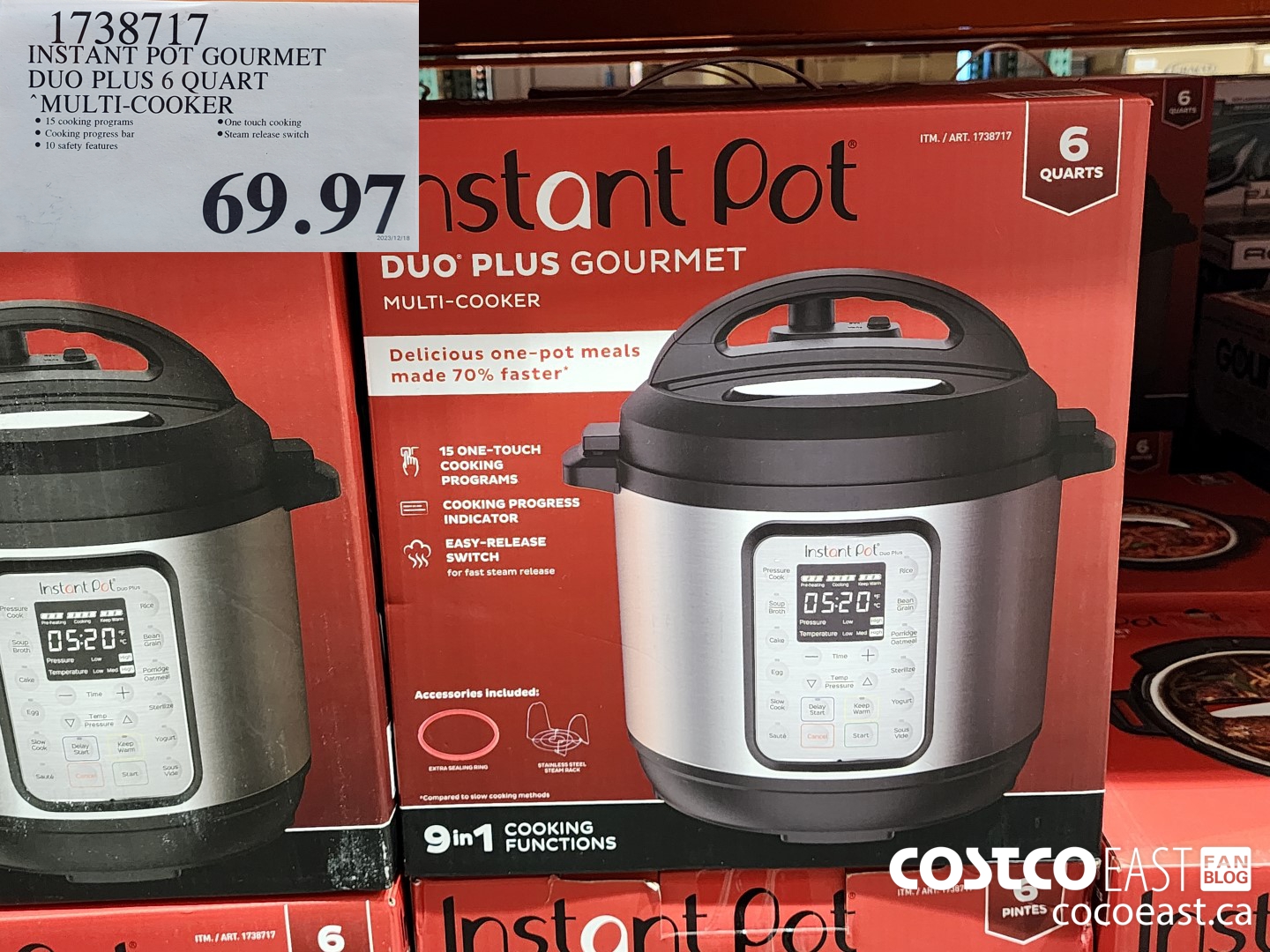 1738717 INSTANT POT GOURMET DUO PLUS 6 QUART MULTI-COOKER $69.97
