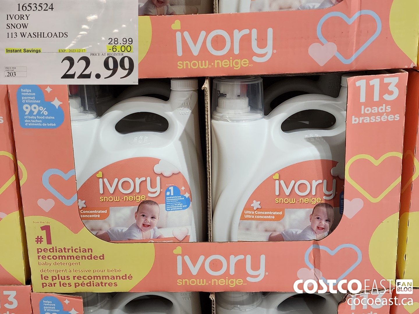 1653524 IVORY SNOW 113 washloads ($6.00 INSTANT SAVINGS EXPIRES ON 2023-12-17) $22.99