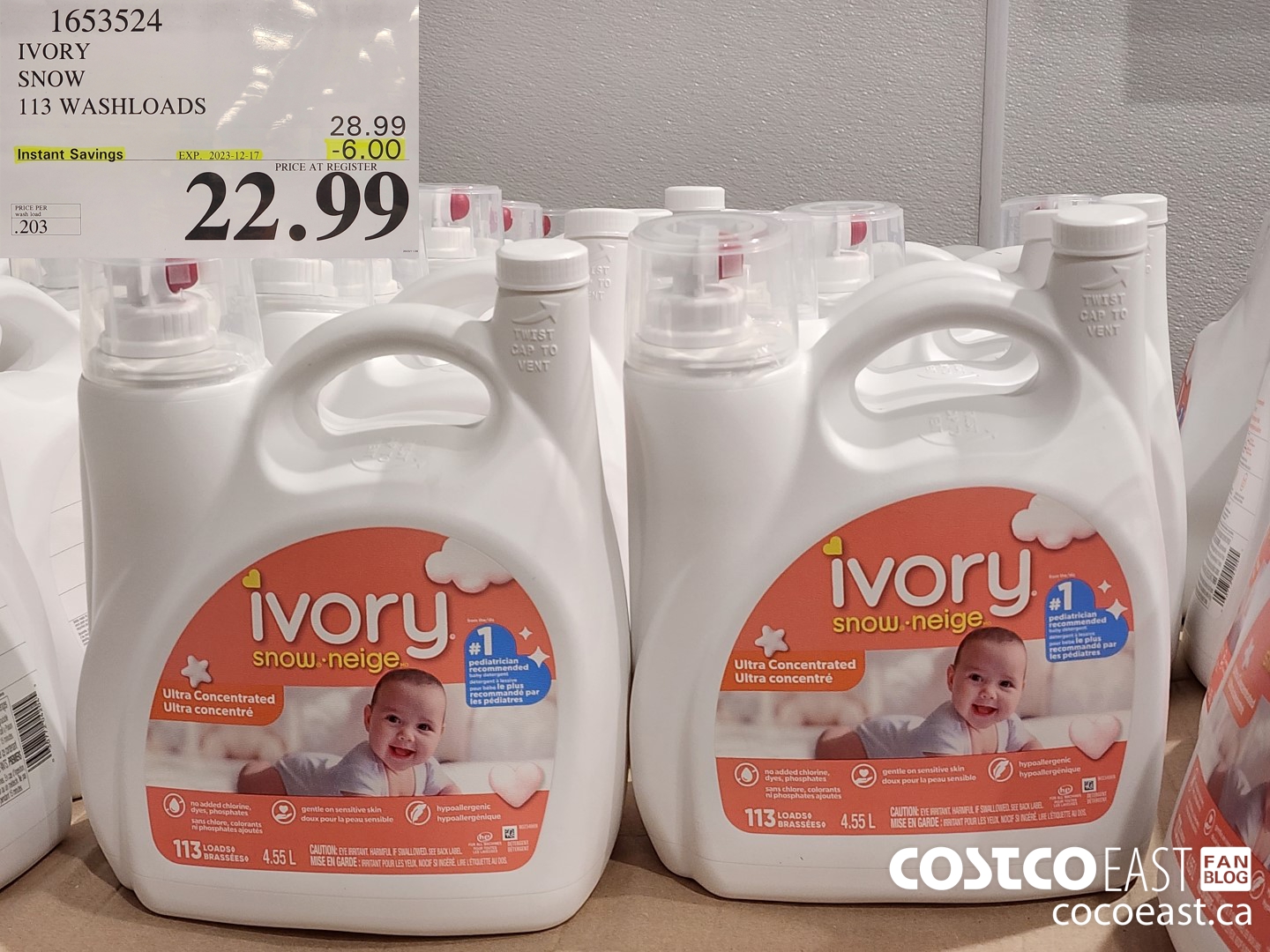 1653524 IVORY SNOW 113 washloads ($6.00 INSTANT SAVINGS EXPIRES ON 2023-12-17) $22.99