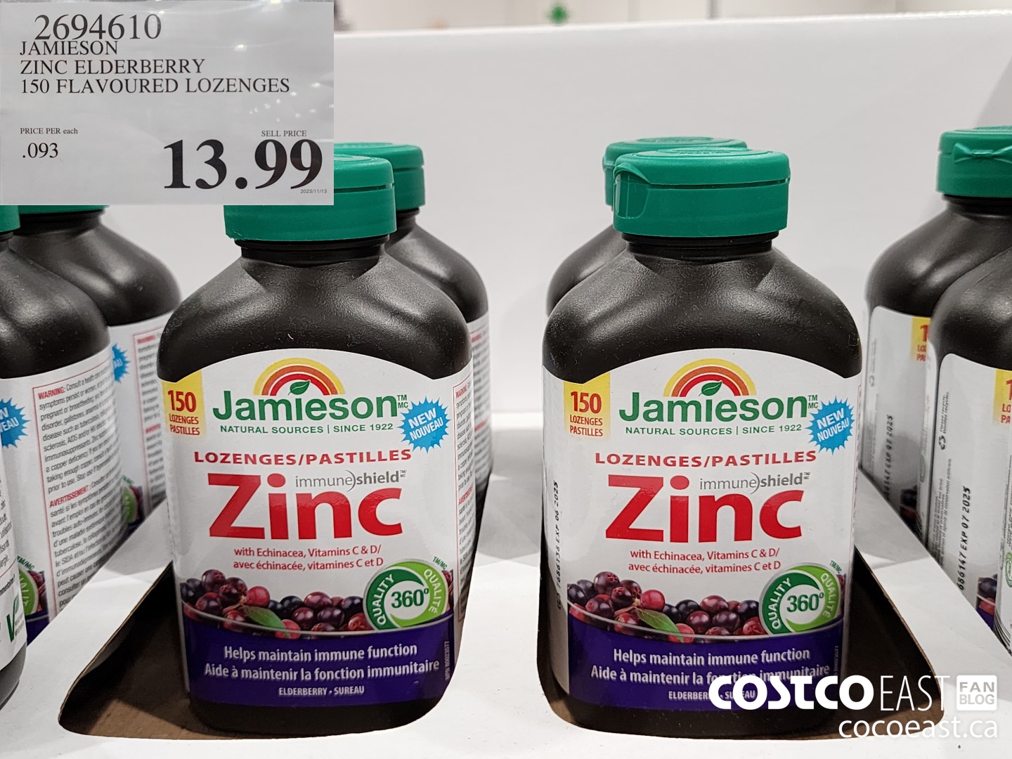 2694610 JAMIESON ZINC ELDERBERRY 150 FLAVOURED LOZENGES $13.99