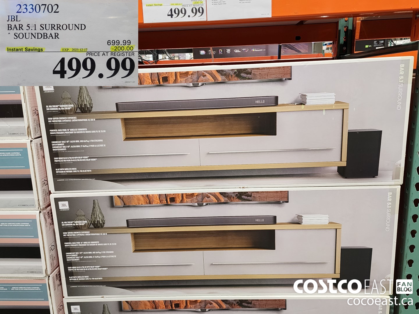 2330702 JBL BAR 5.1 SURROUND SOUNDBAR ($200.00 INSTANT SAVINGS EXPIRES ON 2023-12-17) $499.99