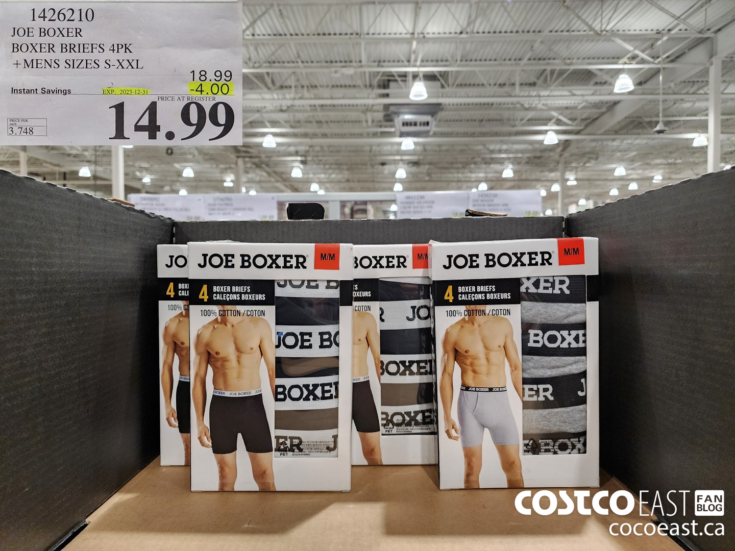 1426210 JOE BOXER BOXER BRIEF 4PK +MENS SIZES S-XXL ($4.00 INSTANT SAVINGS EXPIRES ON 2023-12-31) $14.99