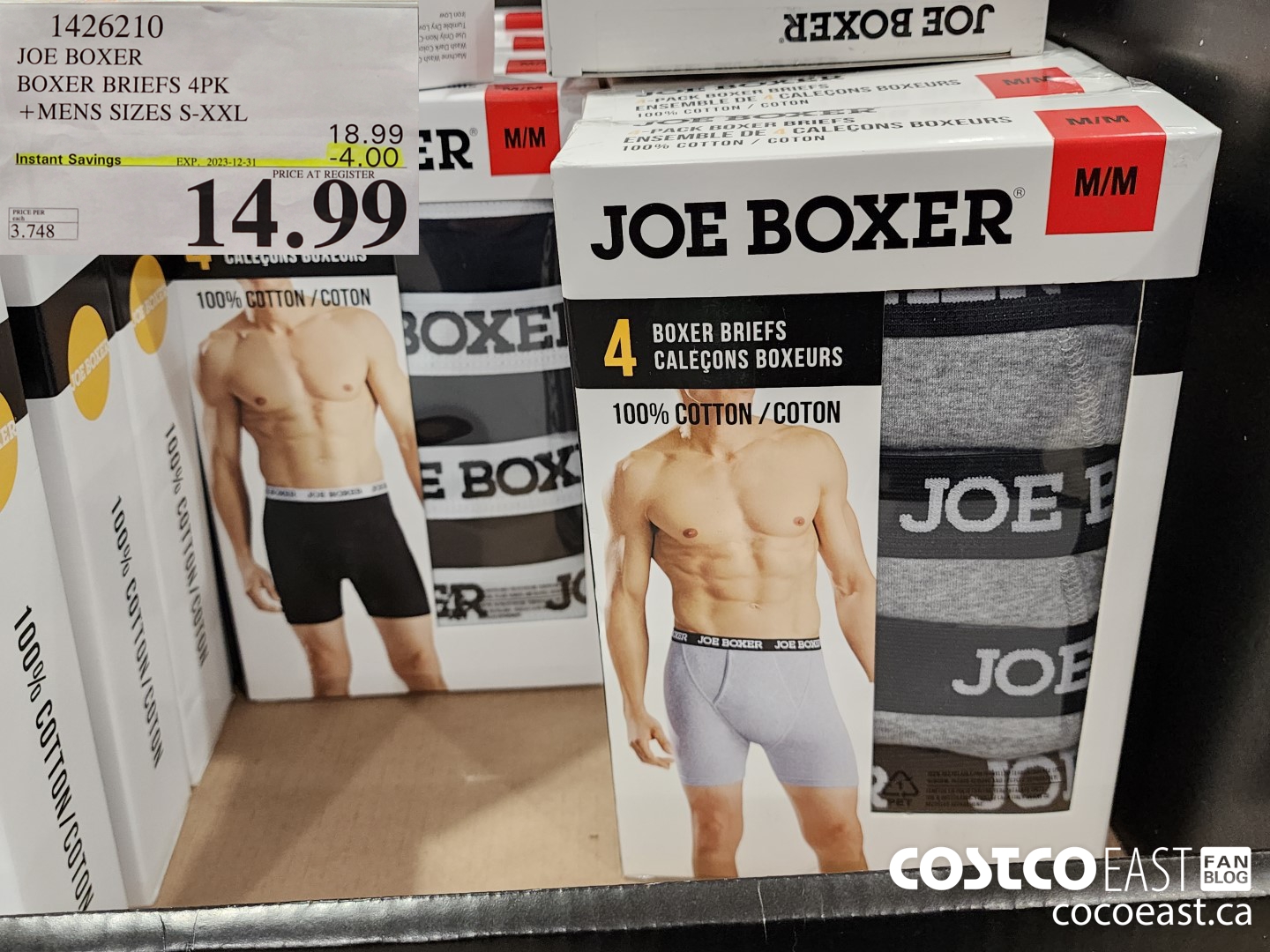 1426210 JOE BOXER BOXER BRIEF 4PK +MENS SIZES S-XXL ($4.00 INSTANT SAVINGS EXPIRES ON 2023-12-31) $14.99