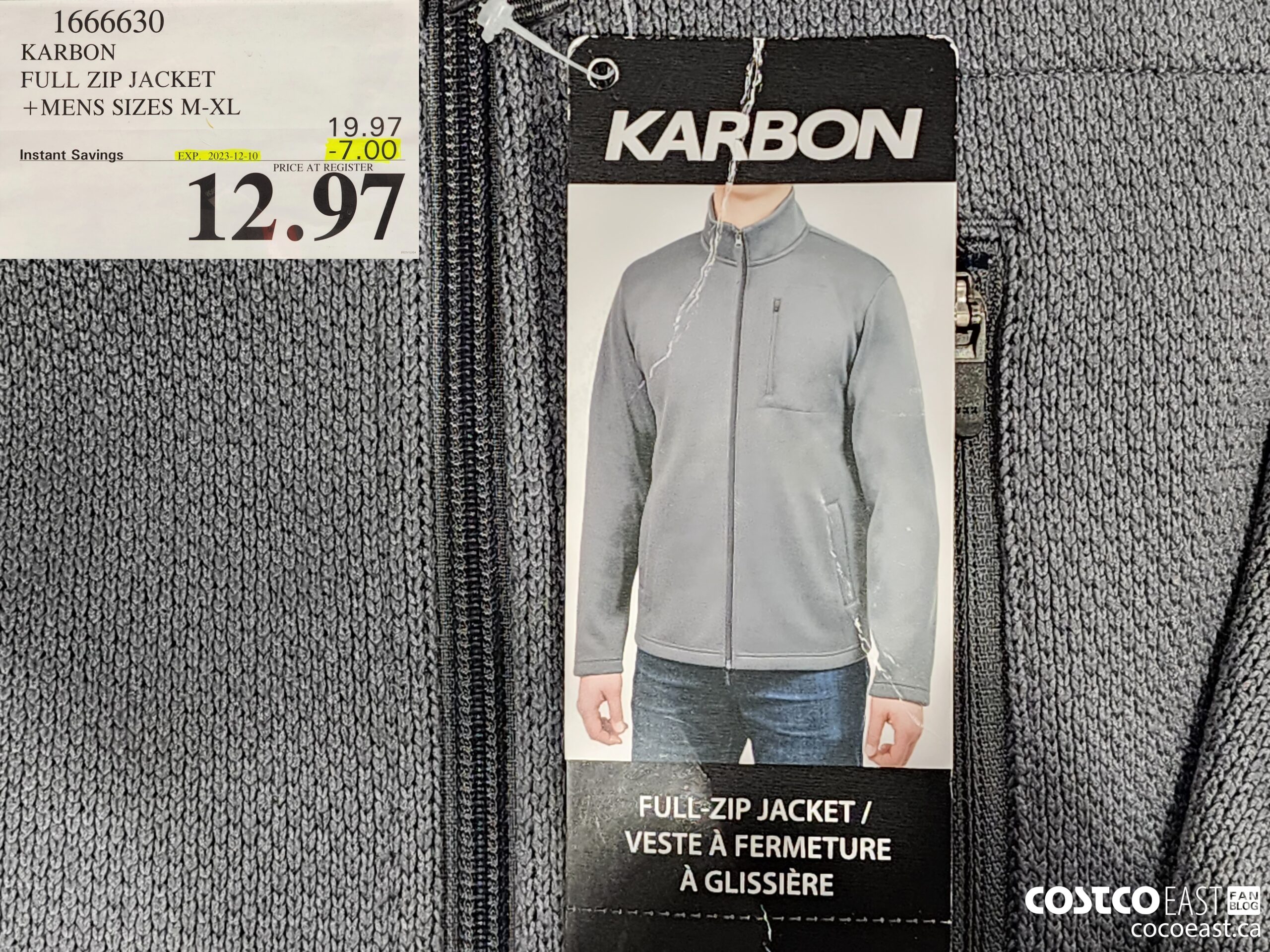 1666630 KARBON FULL ZIP JACKET MENS SIZES M-XL ($7.00 INSTANT SAVINGS EXPIRES ON 2023-12-10) $12.97