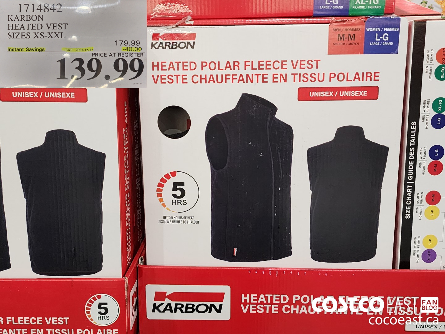 1714842 KARBON HEATED VEST SIZE XS-XXL 2023-112-17 ($40.00 INSTANT SAVINGS) $139.99