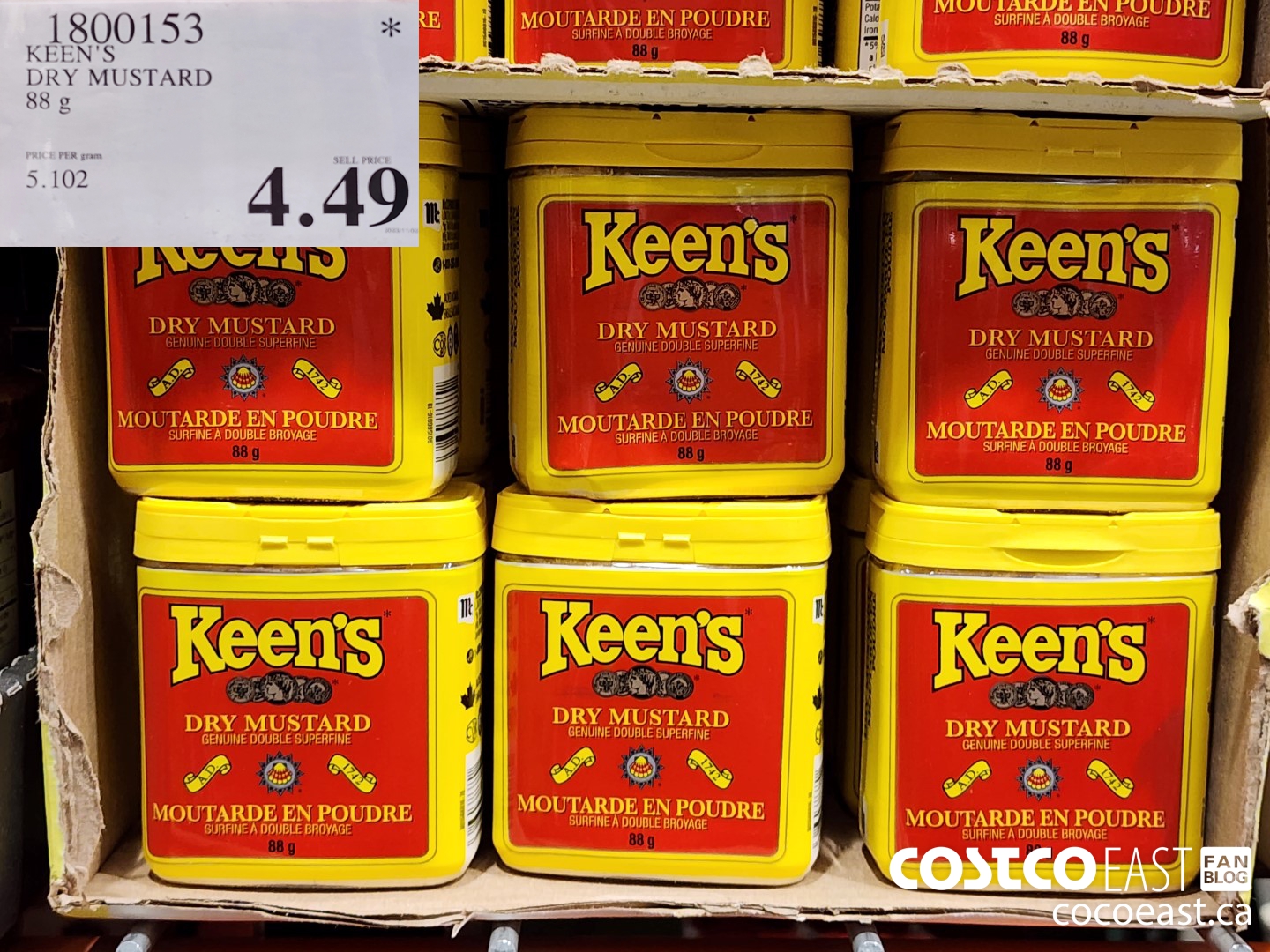 1800153 KEEN'S DRY MUSTARD 88 G $4.49