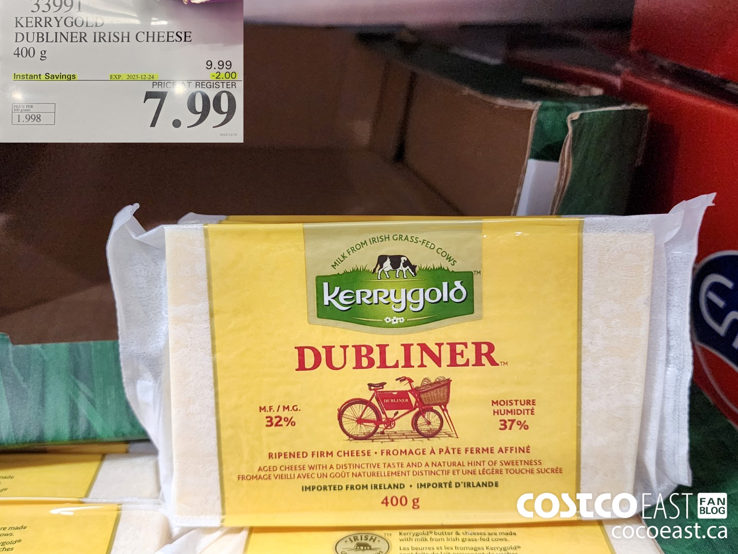33991 KERRYGOLD DUBLINER IRISH CHEESE 400 g ($2.00 INSTANT SAVINGS EXPIRES ON 2023-12-24) $7.99