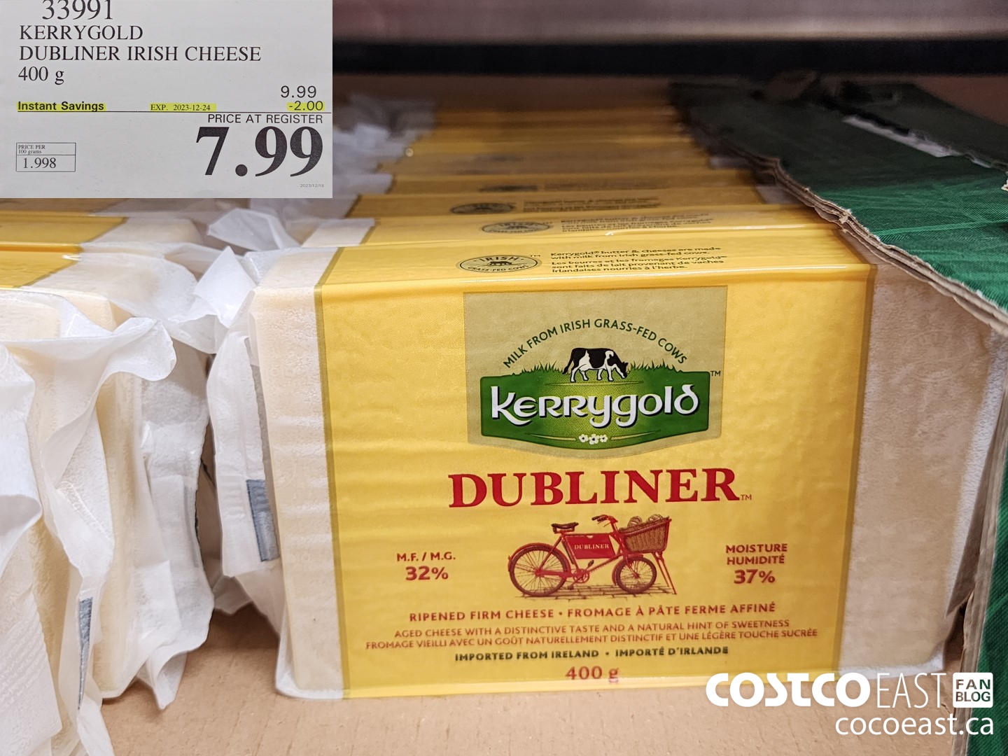 33991 KERRYGOLD DUBLINER IRISH CHEESE 400 g ($2.00 INSTANT SAVINGS EXPIRES ON 2023-12-24) $7.99