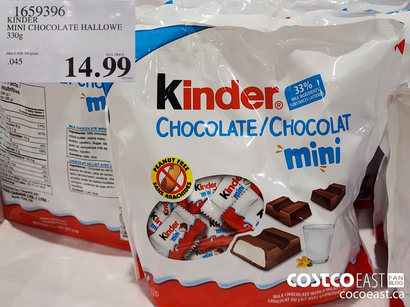1659396 KINDER MINI CHOCOLATE HALLOWE 330G $14.99