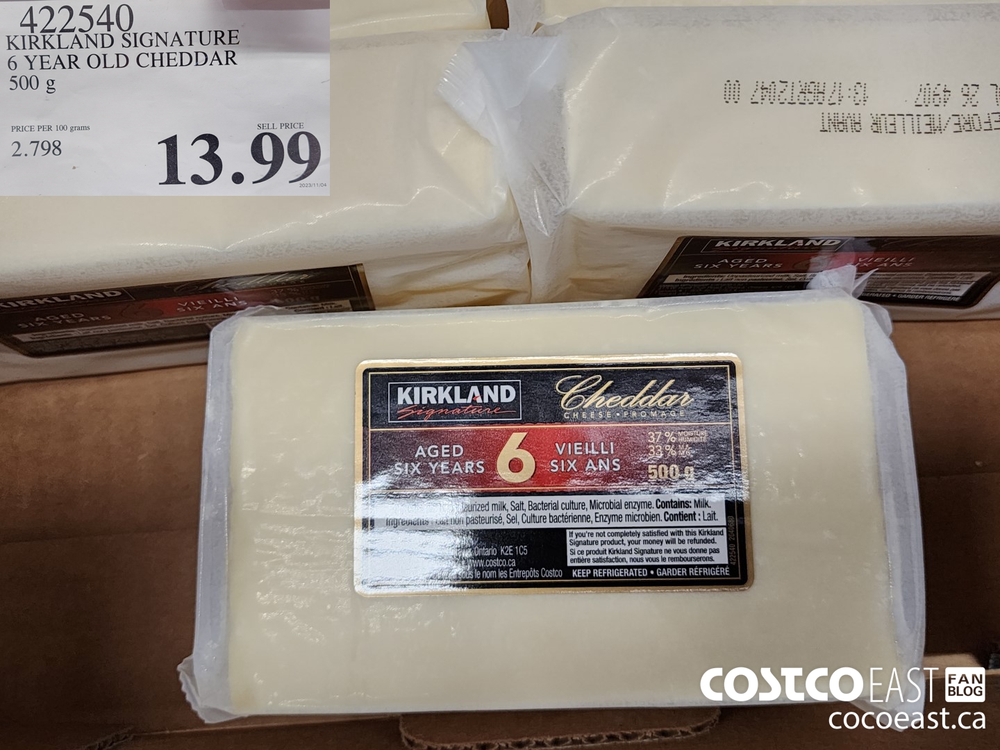 422540 KIRKLAND SIGNATURE 6 YEAR OLD CHEDDAR 500 g $13.99