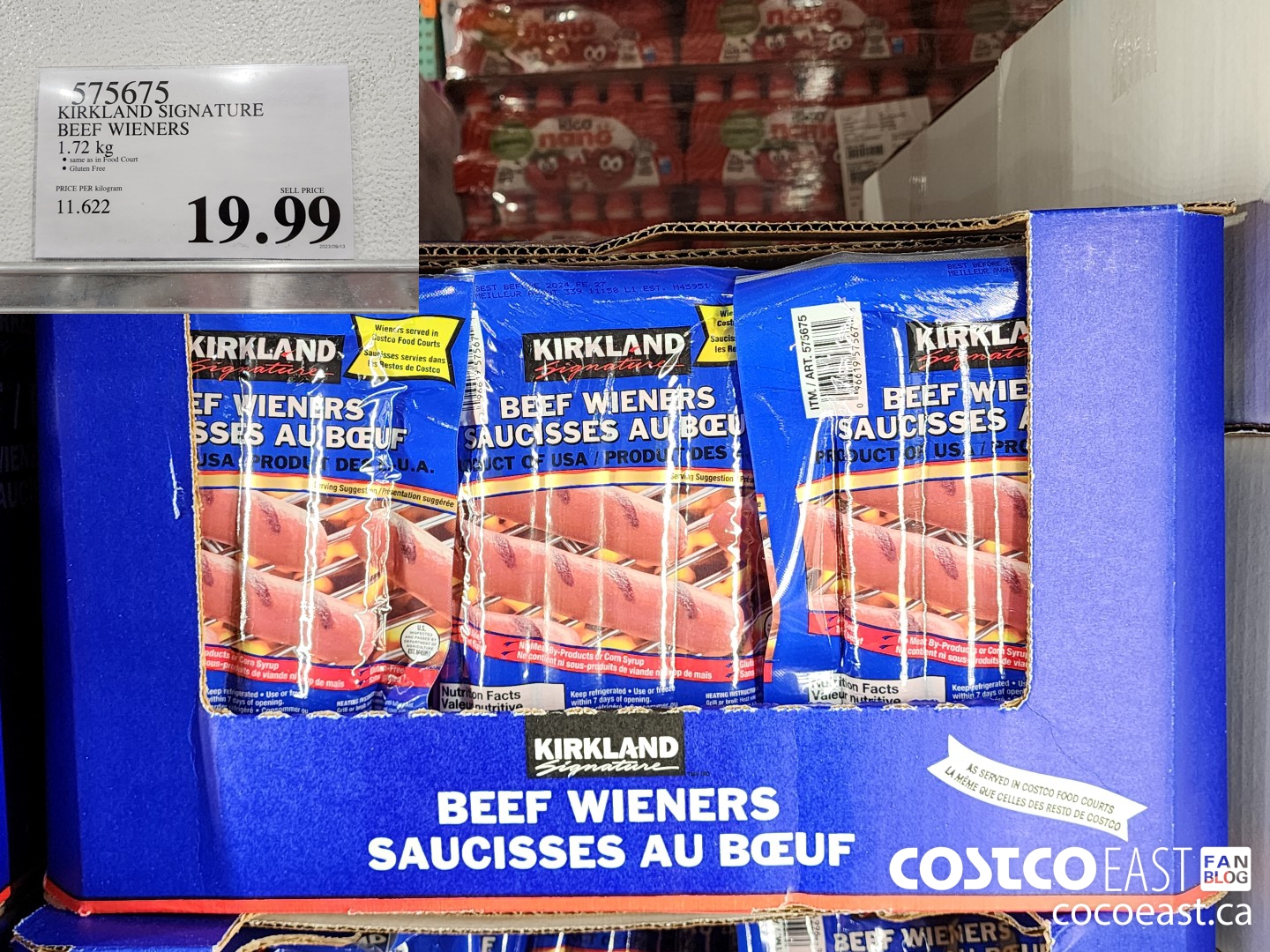 575675 KIRKLAND SIGNATURE BEEF WIENERS 1.72 KG $19.99